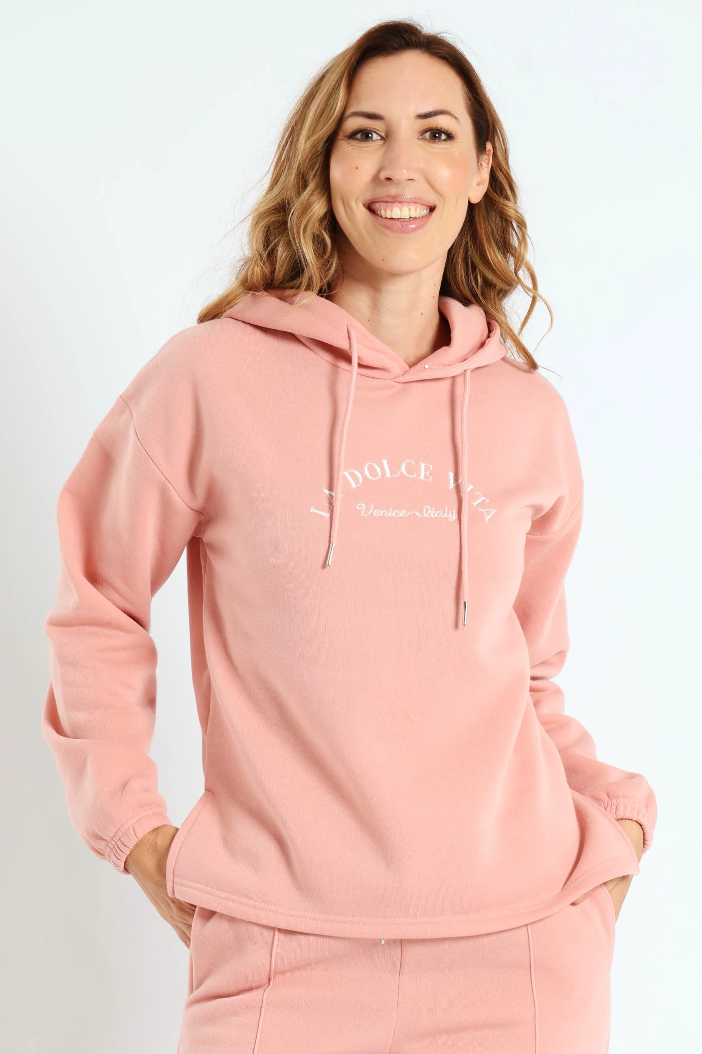 Embroidered Hoody Pullover - Blush - Image 3