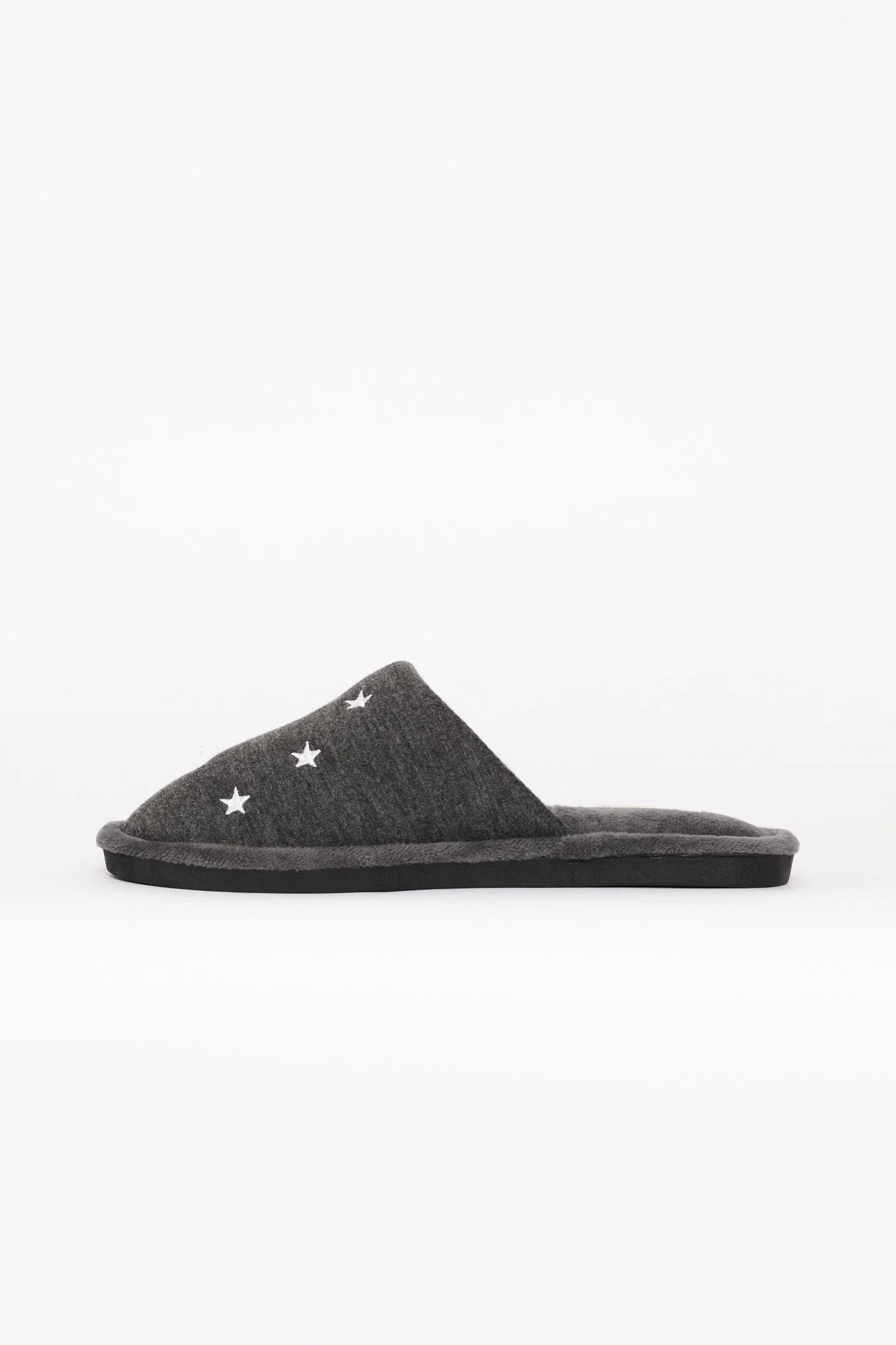 Embroidered Moon & Star Slipper - Charcoal - Image 4