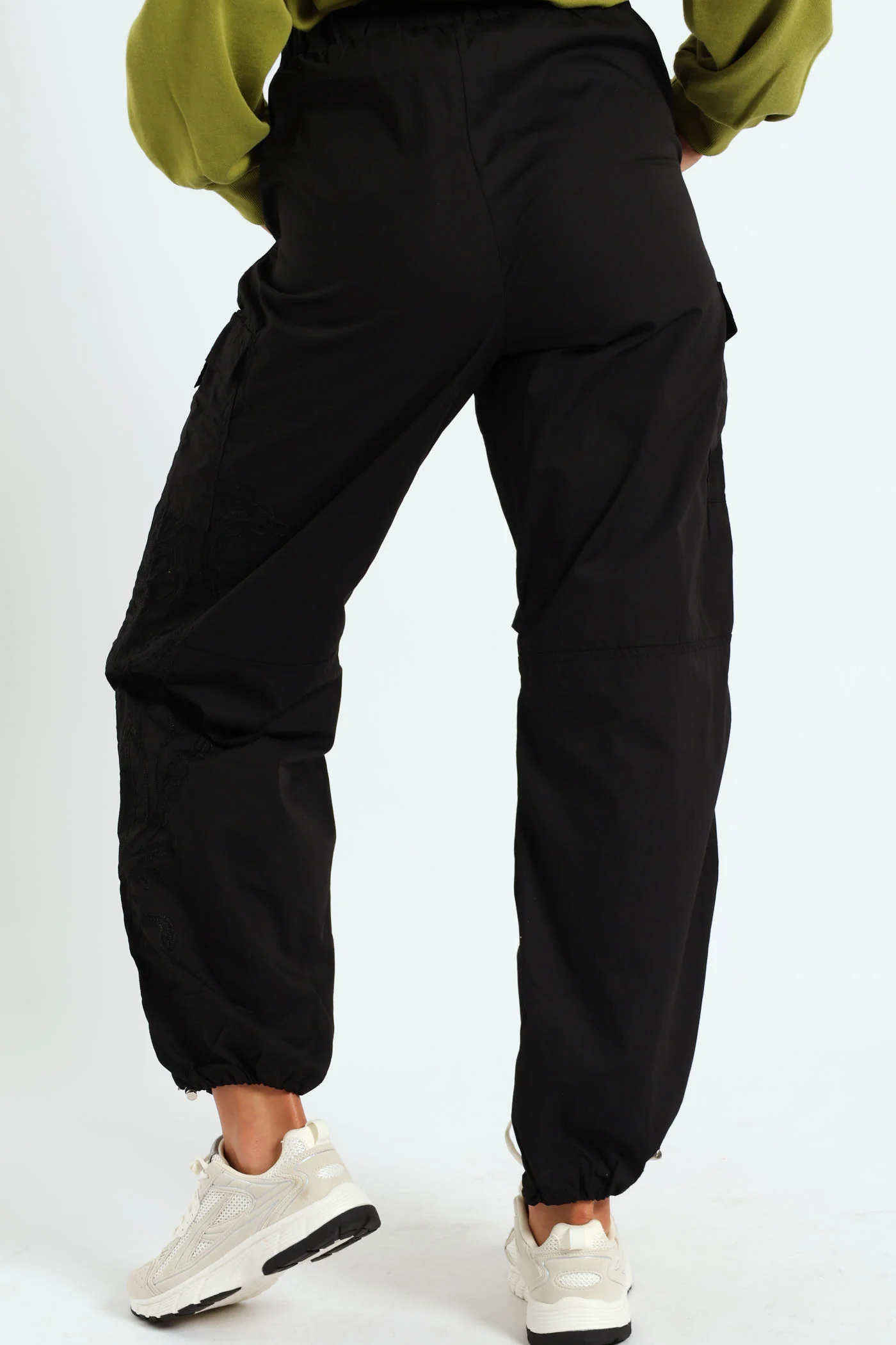 Embroidered Poplin Cargo Jogger - Black - Image 4