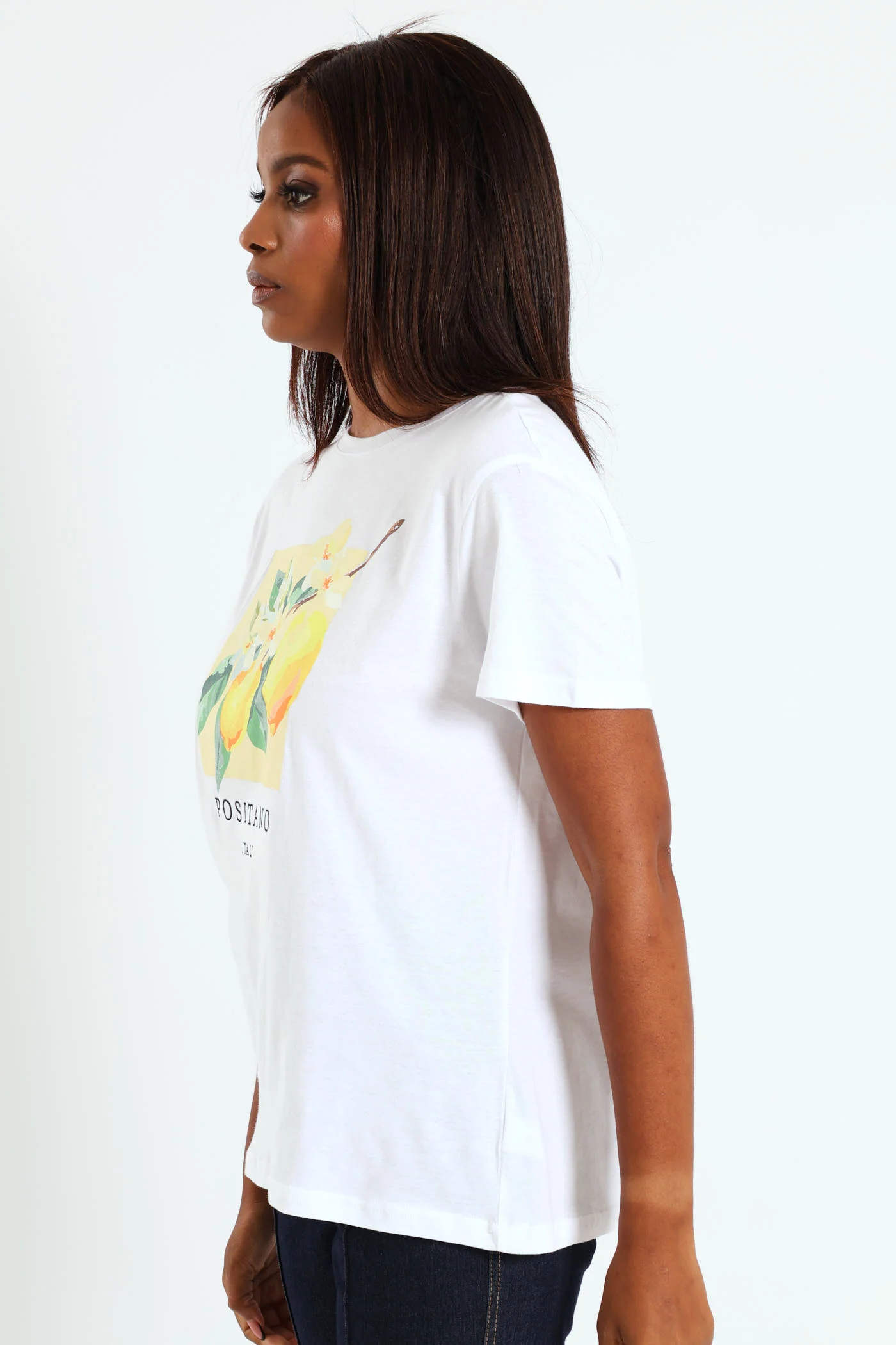 Embroidered Positano Lemon Tee - White - Image 2