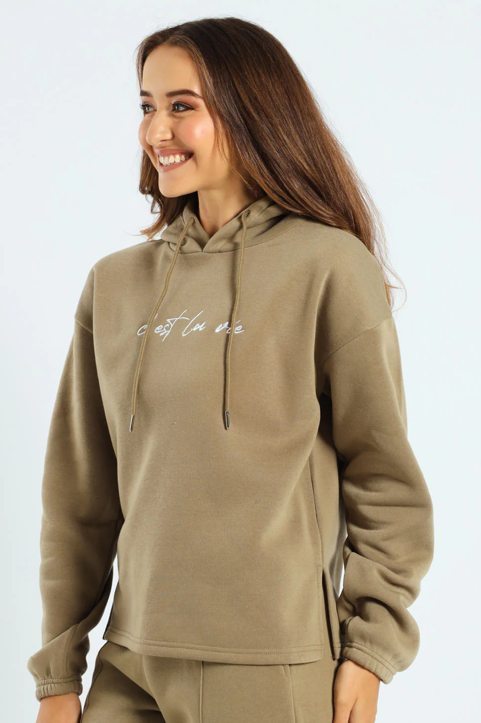 Embroidered Pullover Hoody - Meadow Green - Image 3