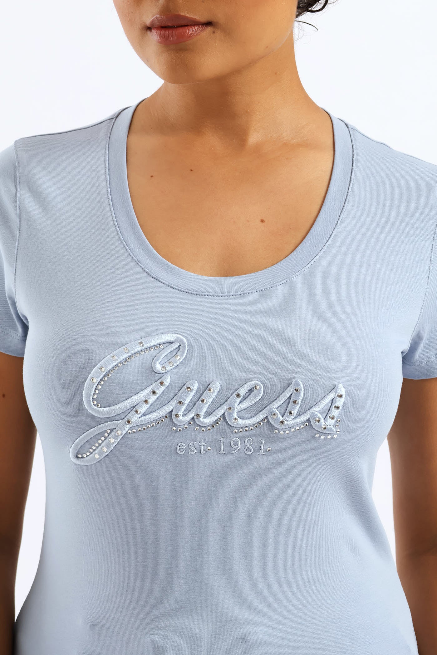 Embroidered Script Logo Tee - Blue - Image 2