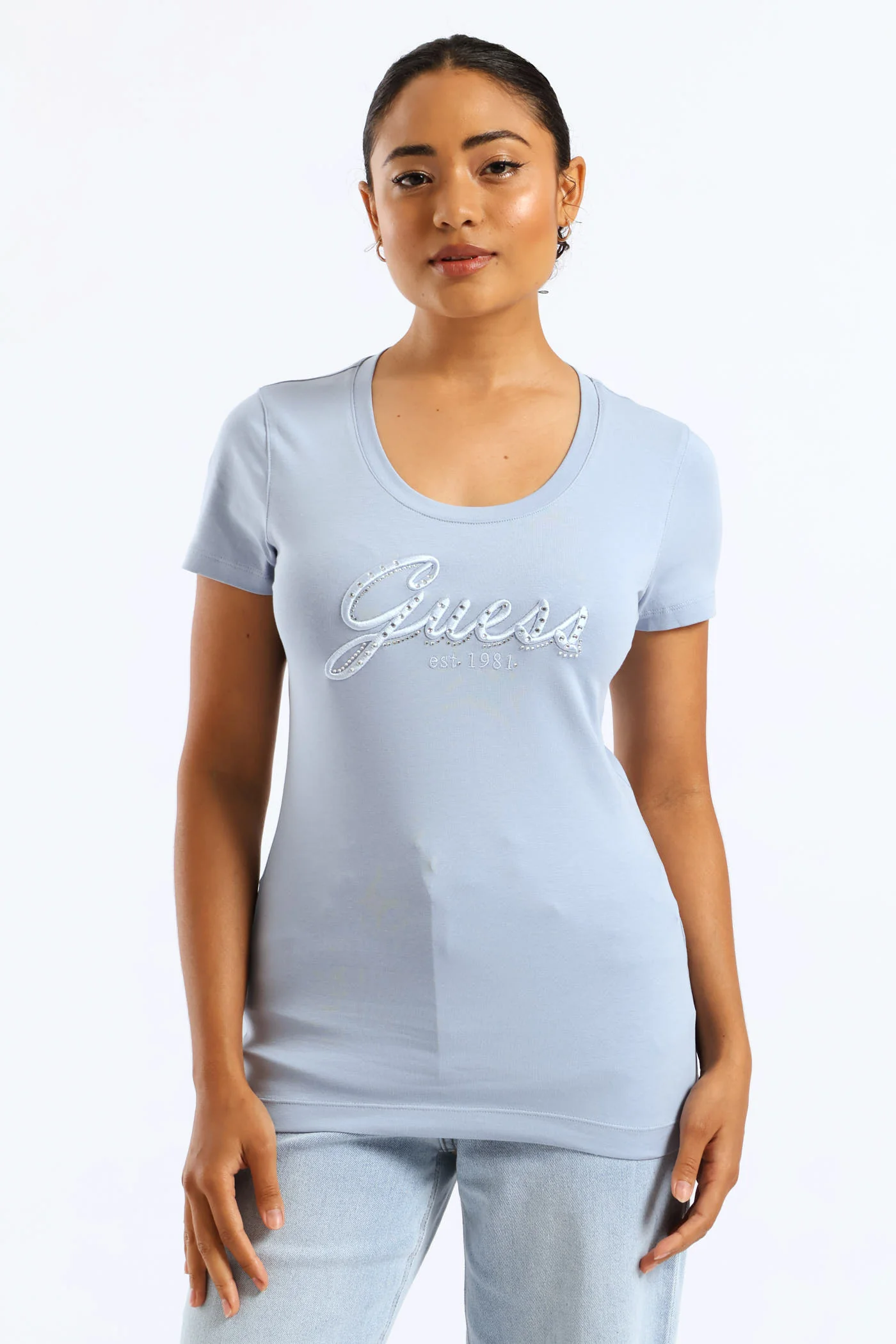 Embroidered Script Logo Tee - Blue - Image 3