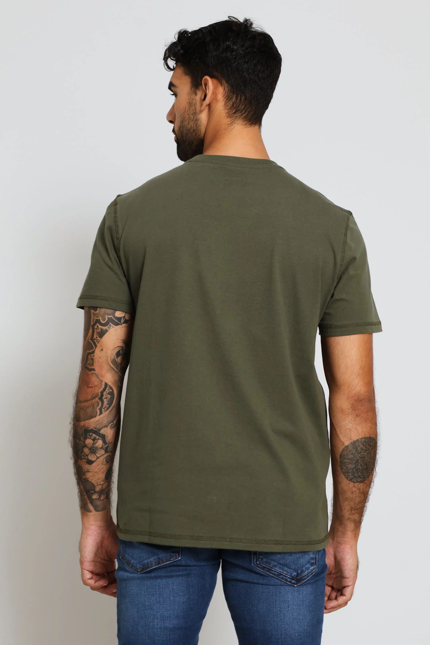 Embroidery Triangle Tee - Olive - Image 5