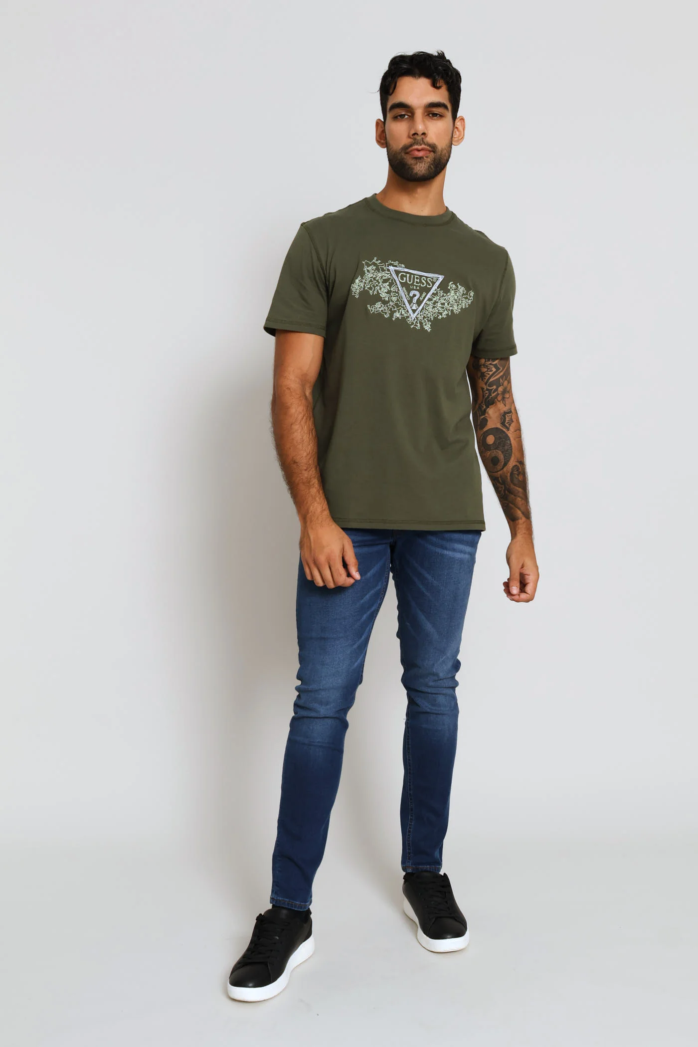 Embroidery Triangle Tee - Olive - Image 6
