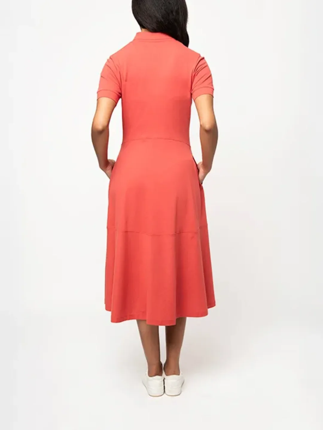 Emily Fit & Flare Golfer Dress - Burnt Orange - Image 4