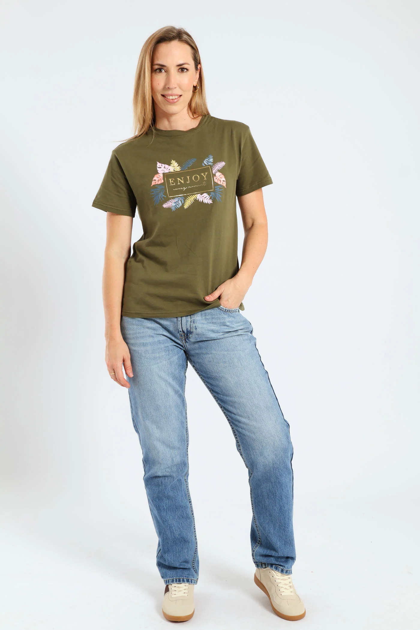 Enjoy Every Moment Foil Tee - Dark Fatigue - Image 5