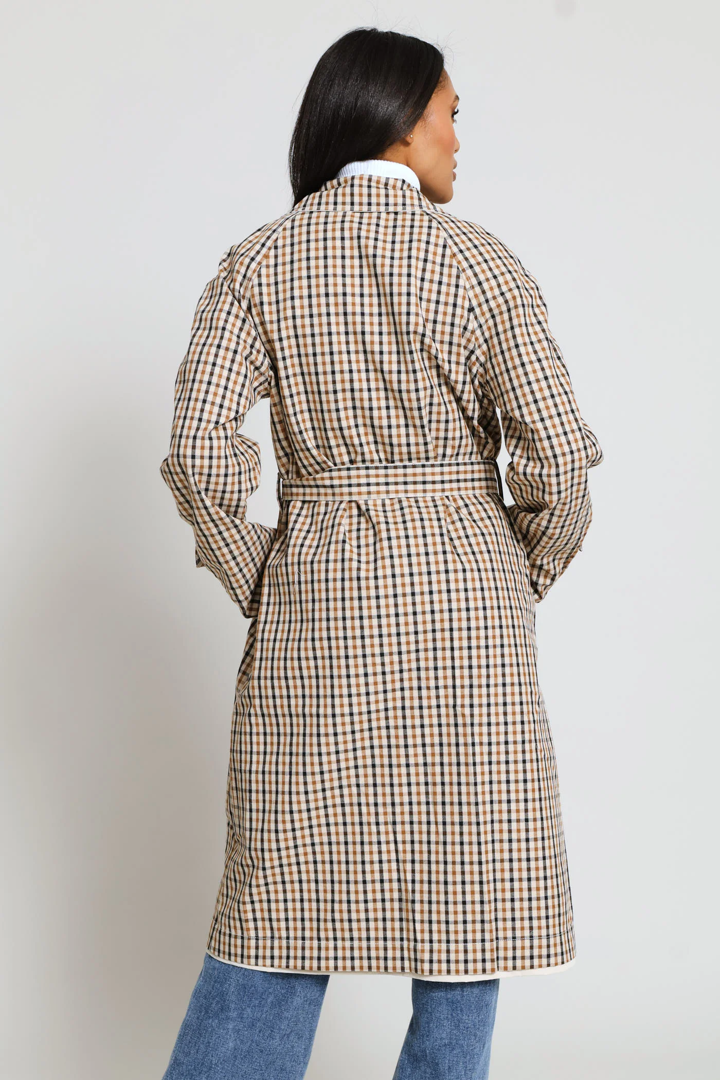 Epaulette Detail Reversible Trench Coat - Light Stone - Image 9