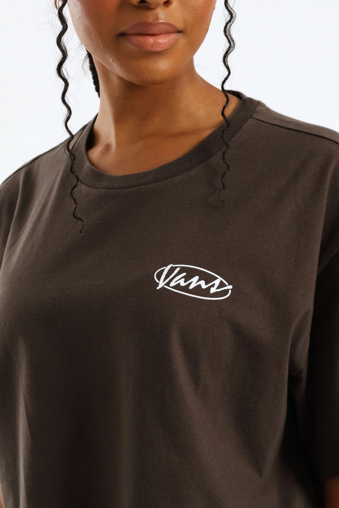Era Script Relaxed Crop Tee - Grey/Brown - Image 2