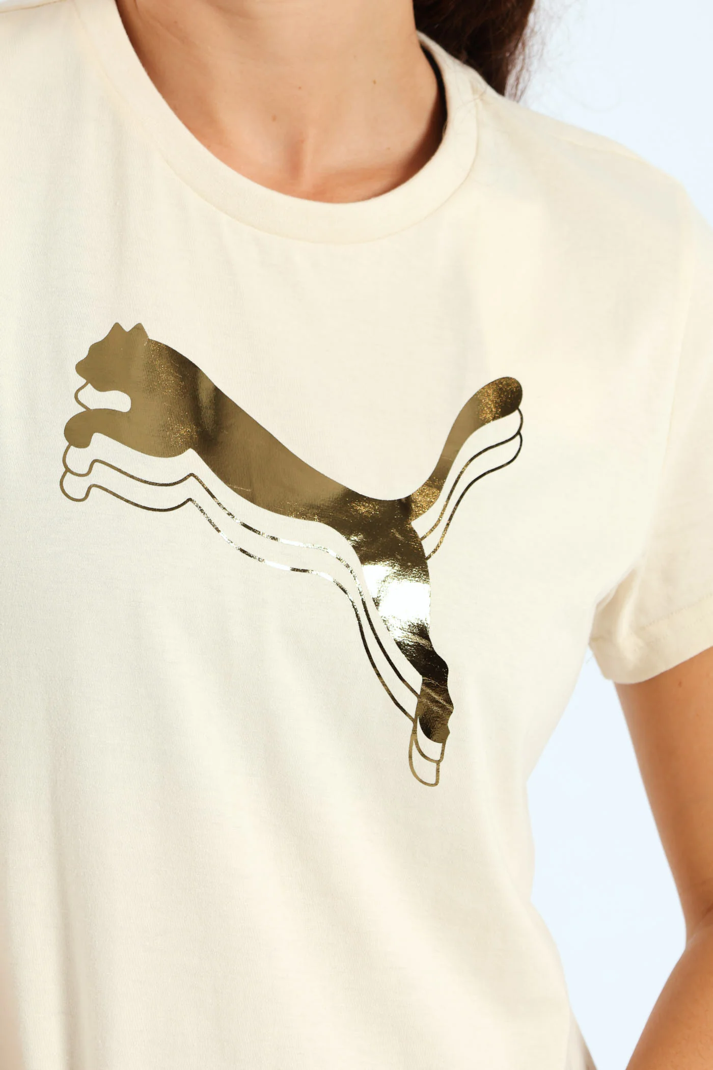 Essential Metallic Logo Tee - Tan - Image 2