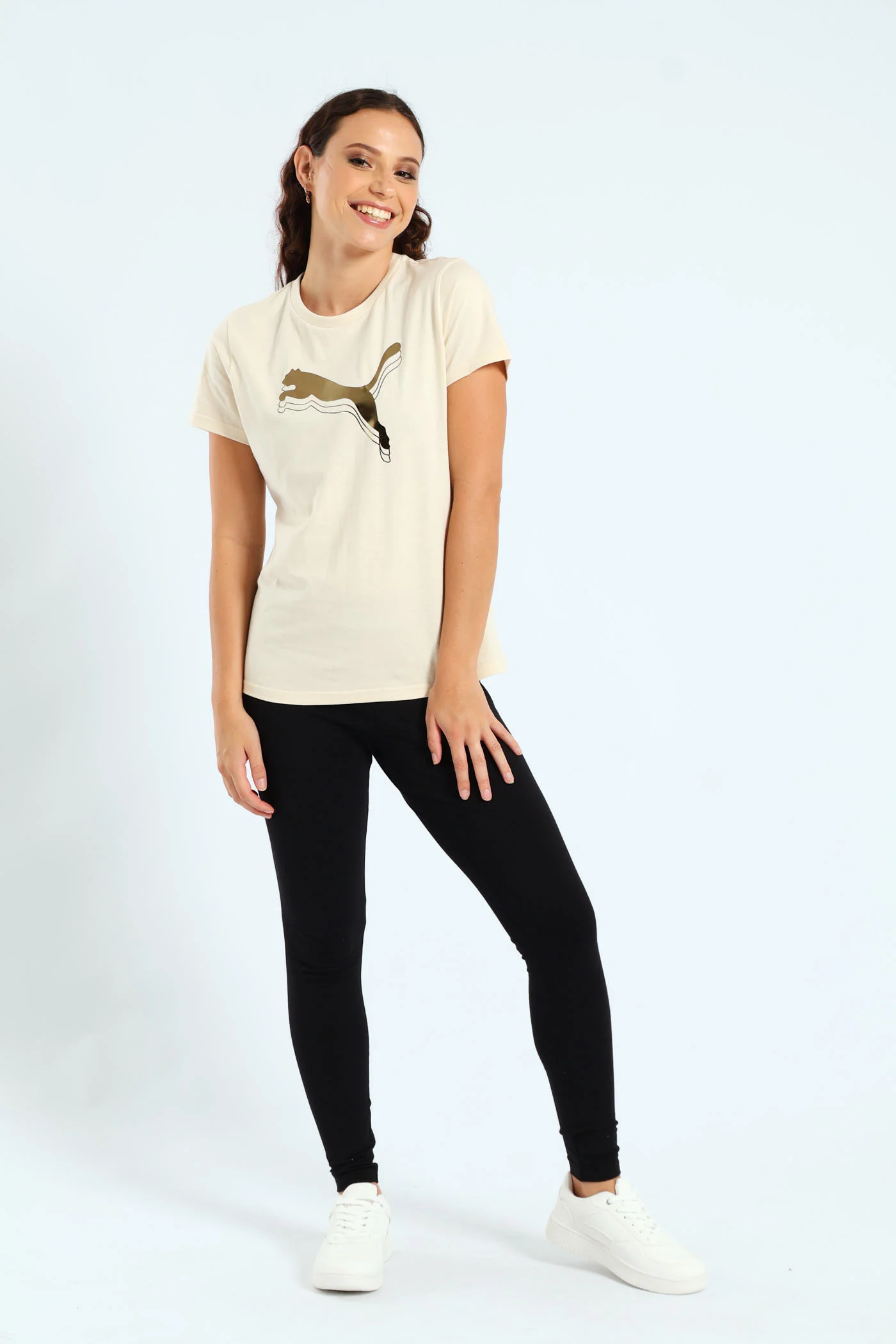 Essential Metallic Logo Tee - Tan - Image 4