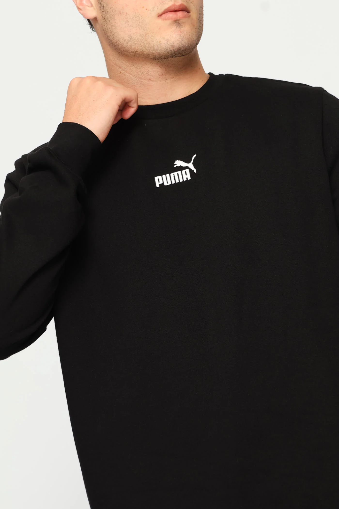 Essential Centered Logo Fleece Top - Black - Image 2