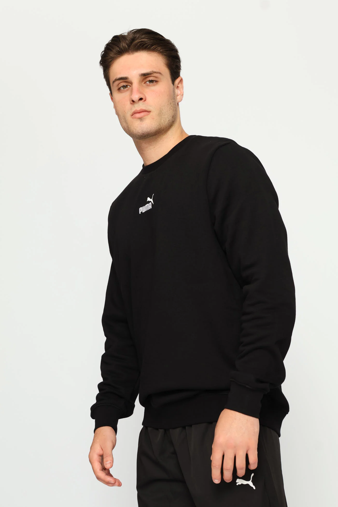 Essential Centered Logo Fleece Top - Black - Image 3