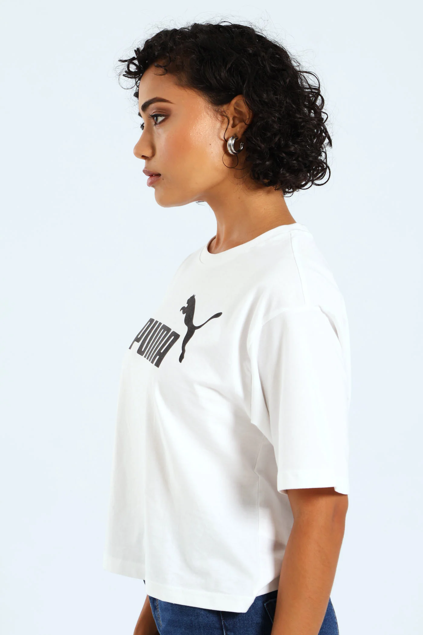Essential Cropped No.1 Logo Tee - White - Image 4