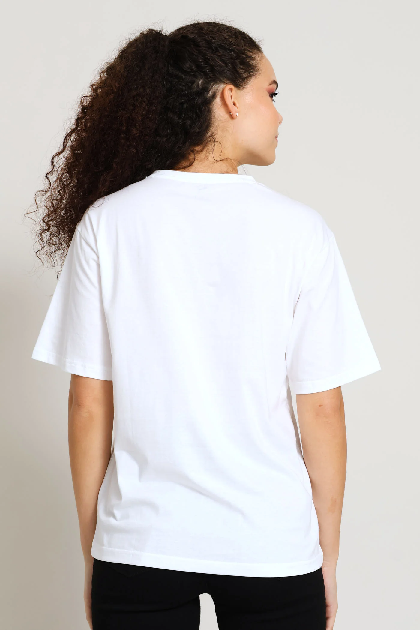 Essential Graphic Print Relaxed Woven Top - White - Image 4