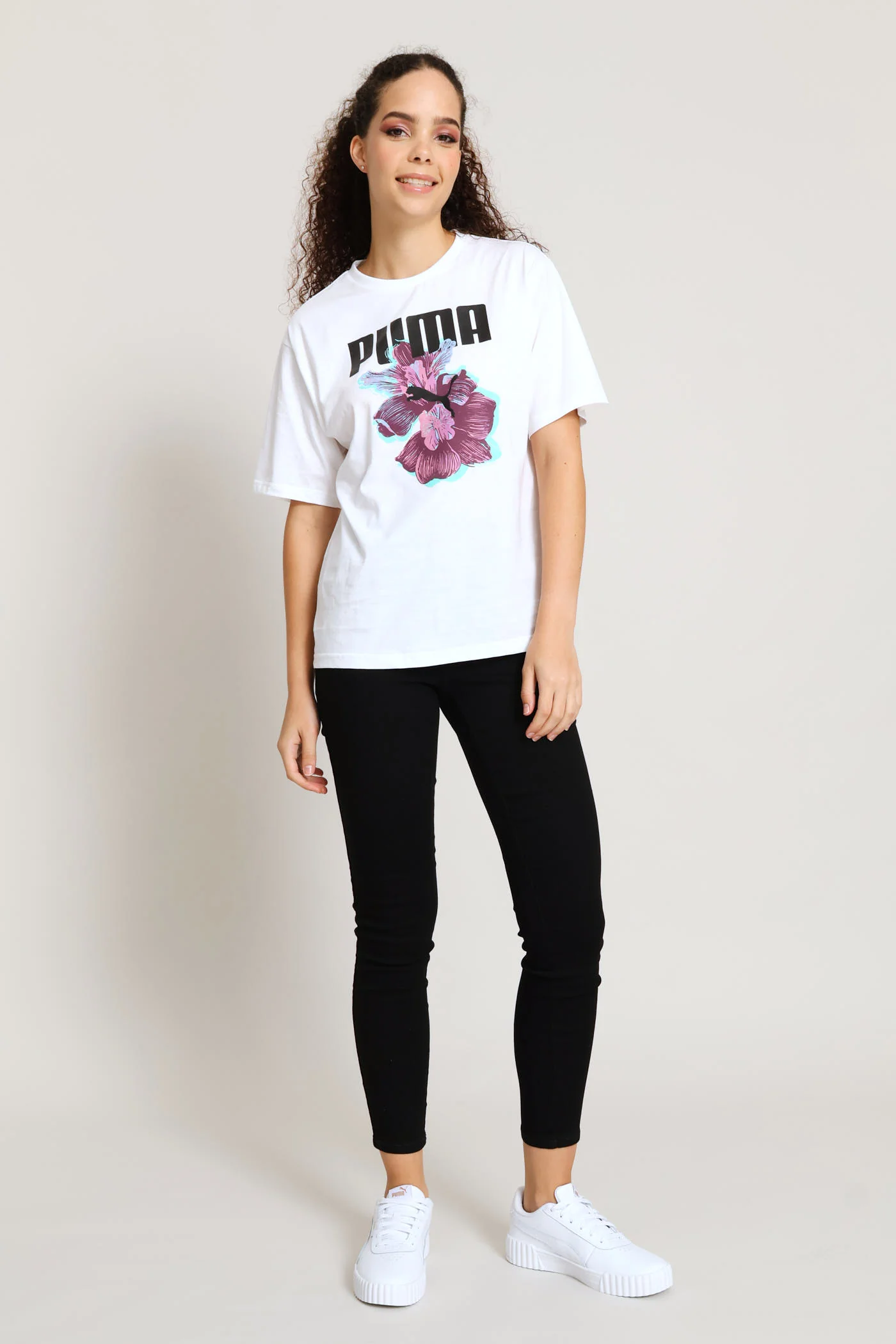 Essential Graphic Print Relaxed Woven Top - White - Image 5