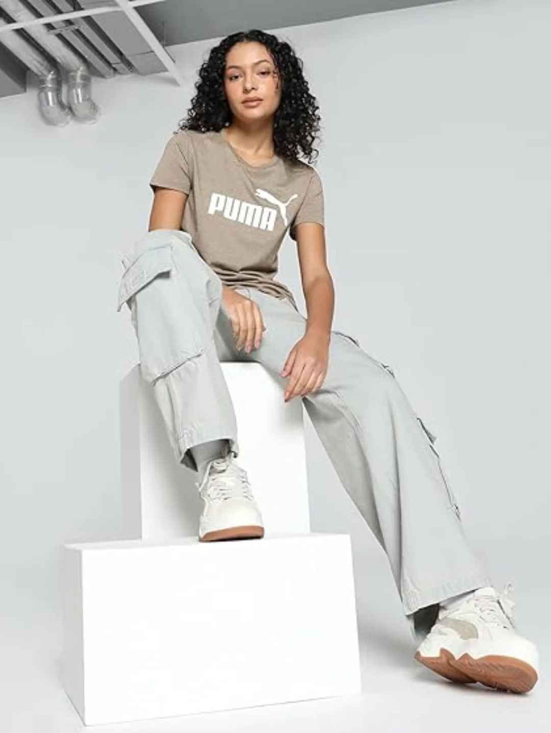 Essential Logo Heather Tee - Taupe - Image 4