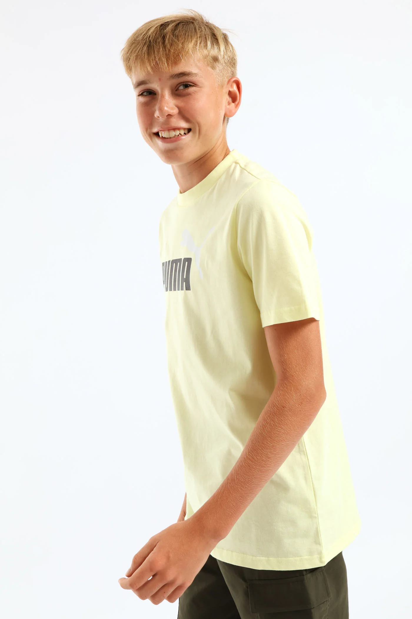 Boys Essential Logo Tee - Lime - Image 3