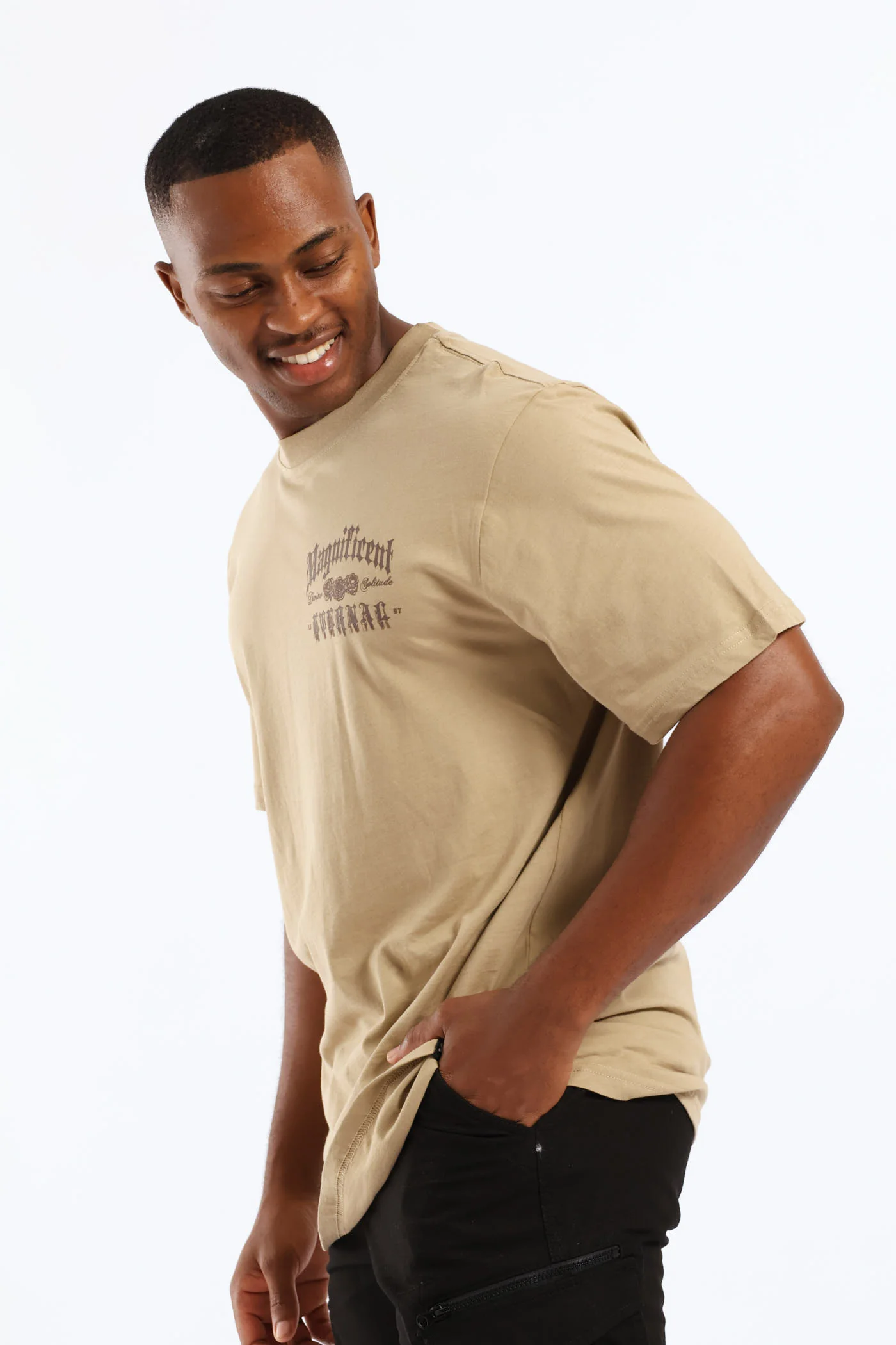 Eternal Front & Back Print Tee - Taupe - Image 5