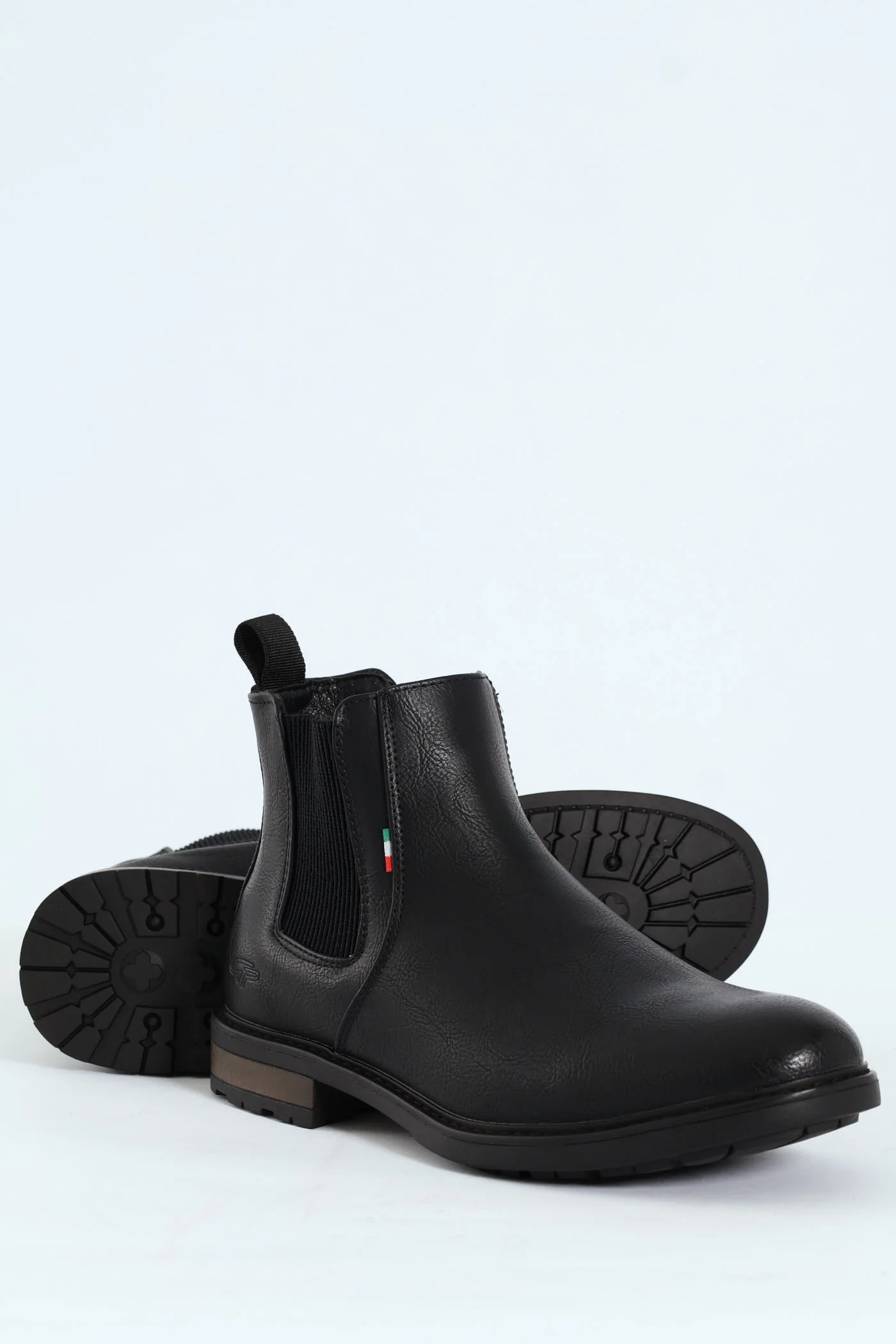 Ethan Pebbled Pu Elastic Gusset Chelsea Boot - Black/Brown - Image 2