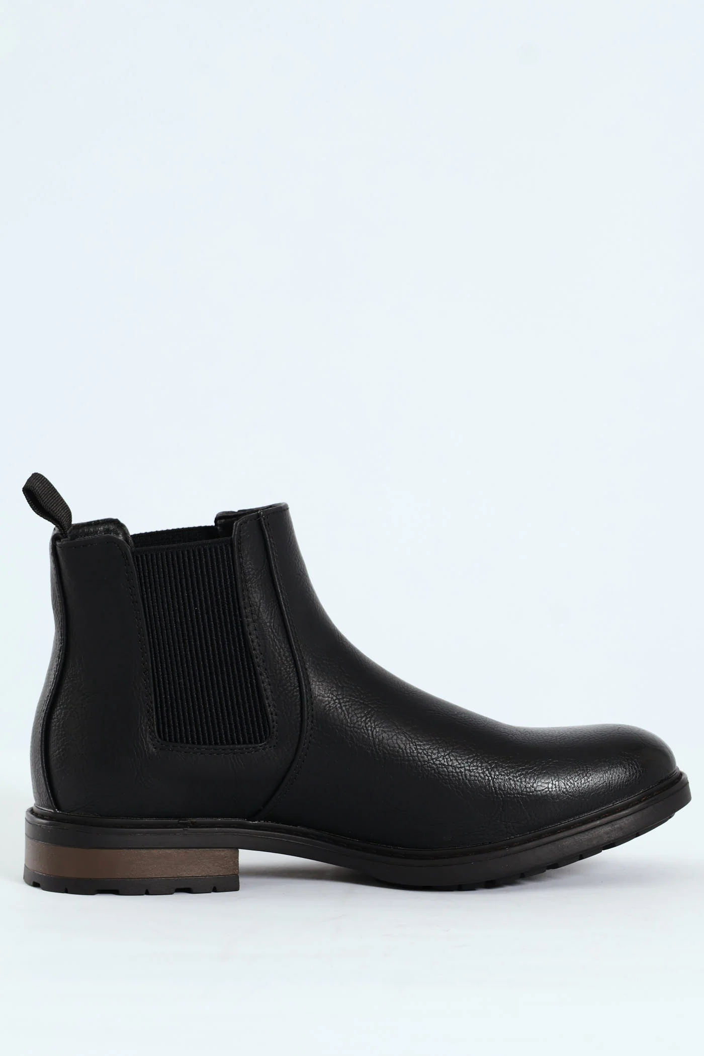 Ethan Pebbled Pu Elastic Gusset Chelsea Boot - Black/Brown - Image 3