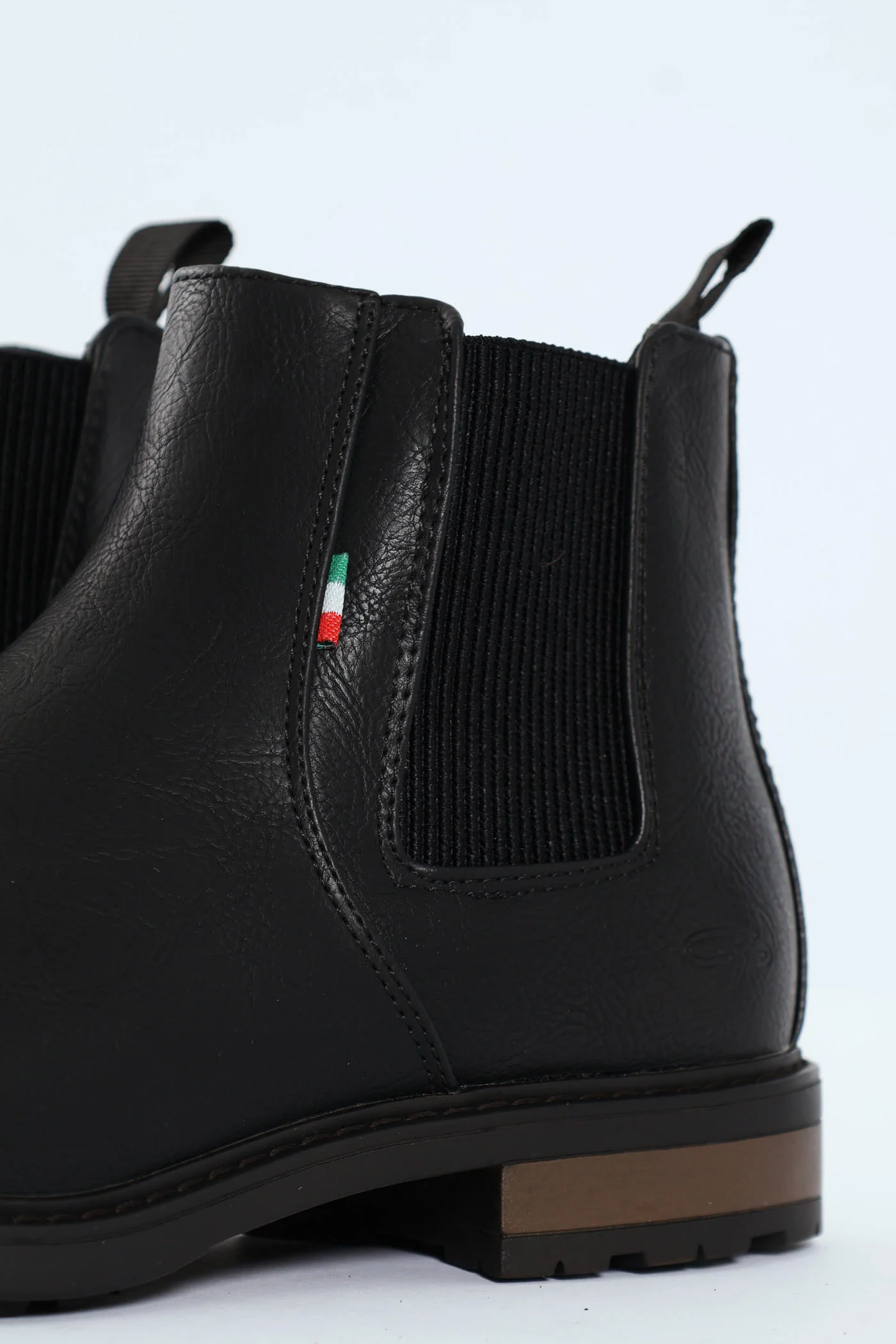 Ethan Pebbled Pu Elastic Gusset Chelsea Boot - Black/Brown - Image 5