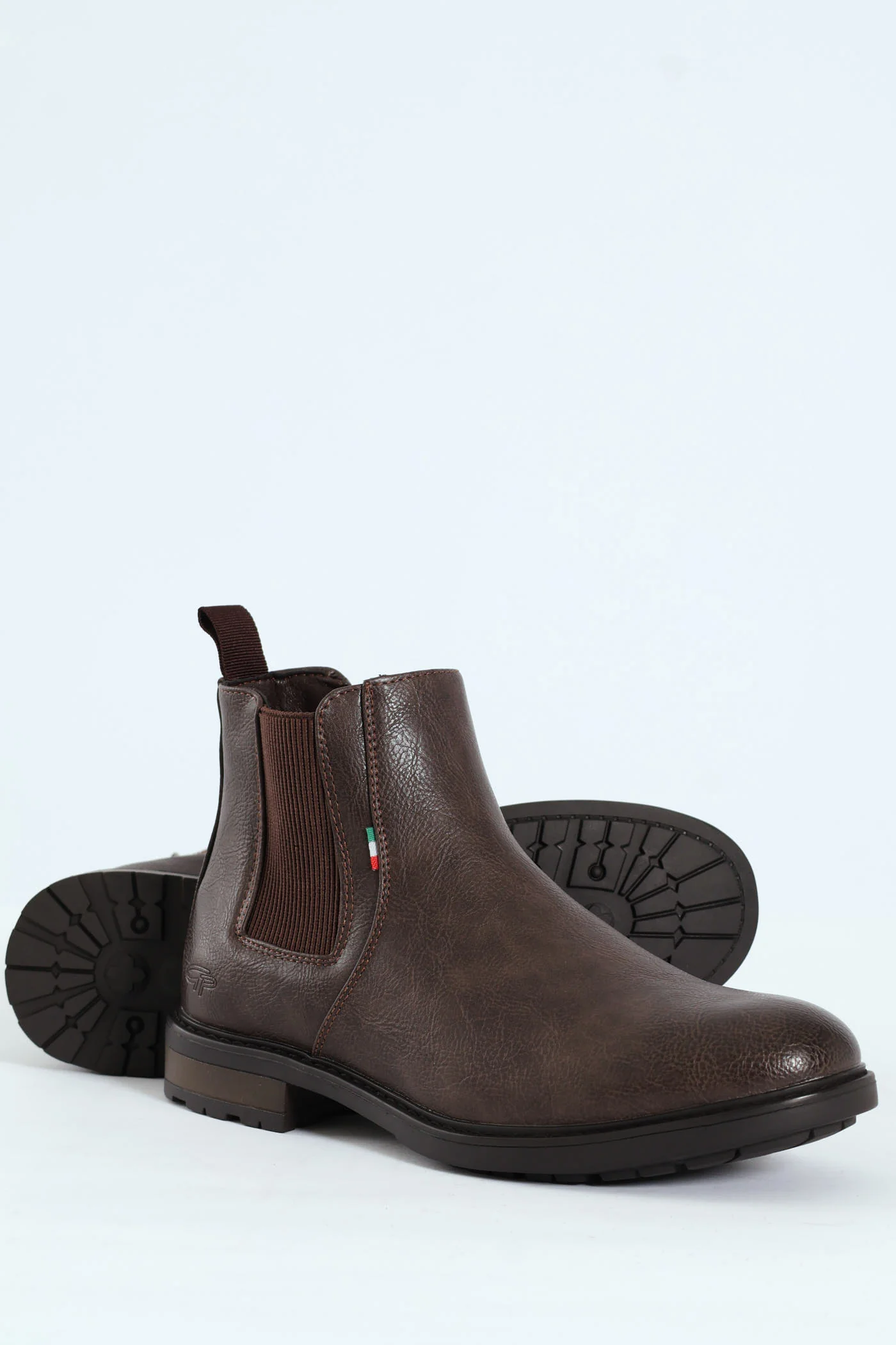 Ethan Pebbled Pu Elastic Gusset Chelsea Boot - Brown - Image 2