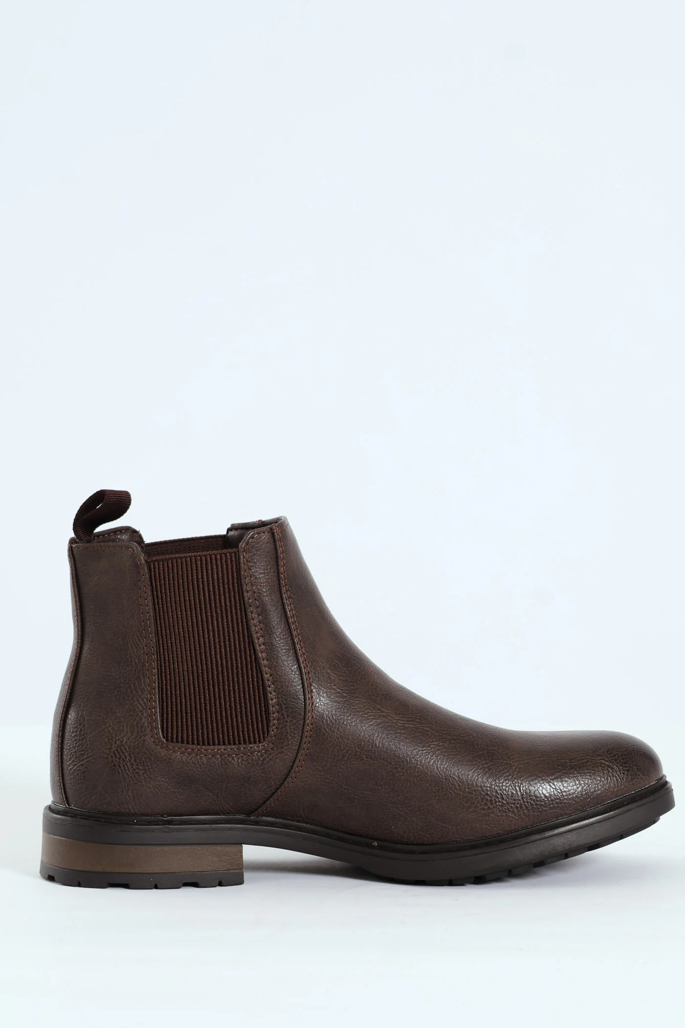 Ethan Pebbled Pu Elastic Gusset Chelsea Boot - Brown - Image 3