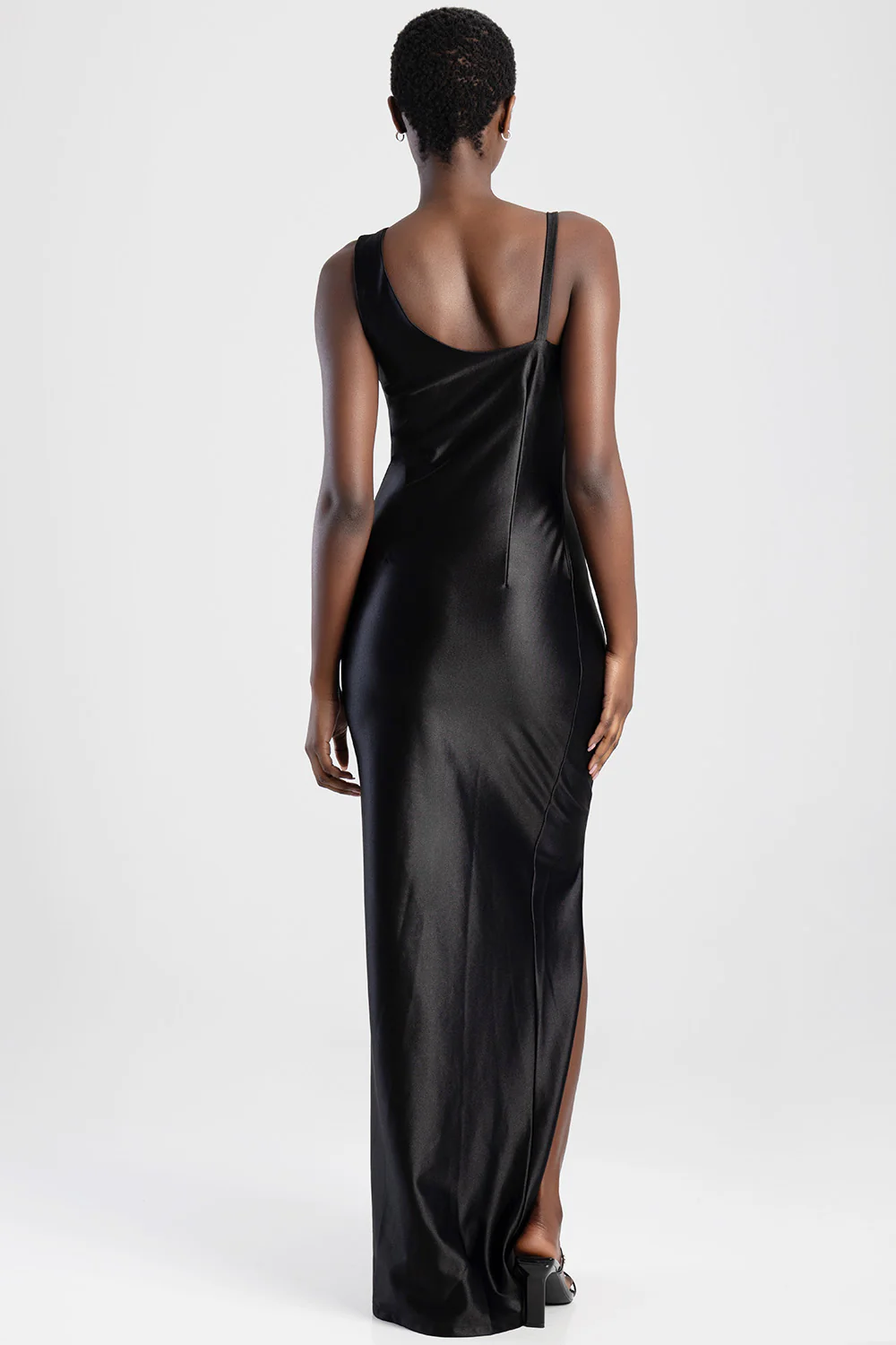 Evening Dress With Thigh Slit - Black - Image 5