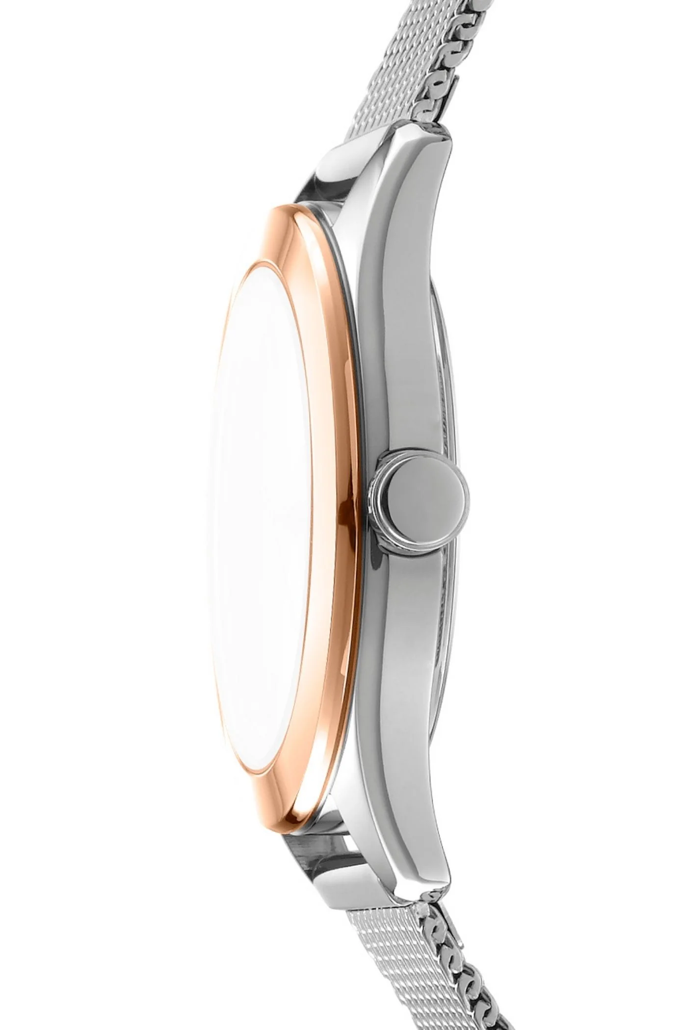 Everyday Rose Gold Case & Silver Dial Watch With Stainless Steel Mesh Bracelet - Silver - Image 3
