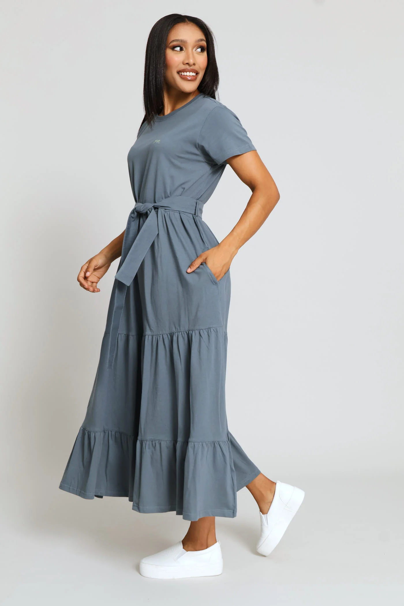 Everyday Tiered Dress - Grey - Image 4