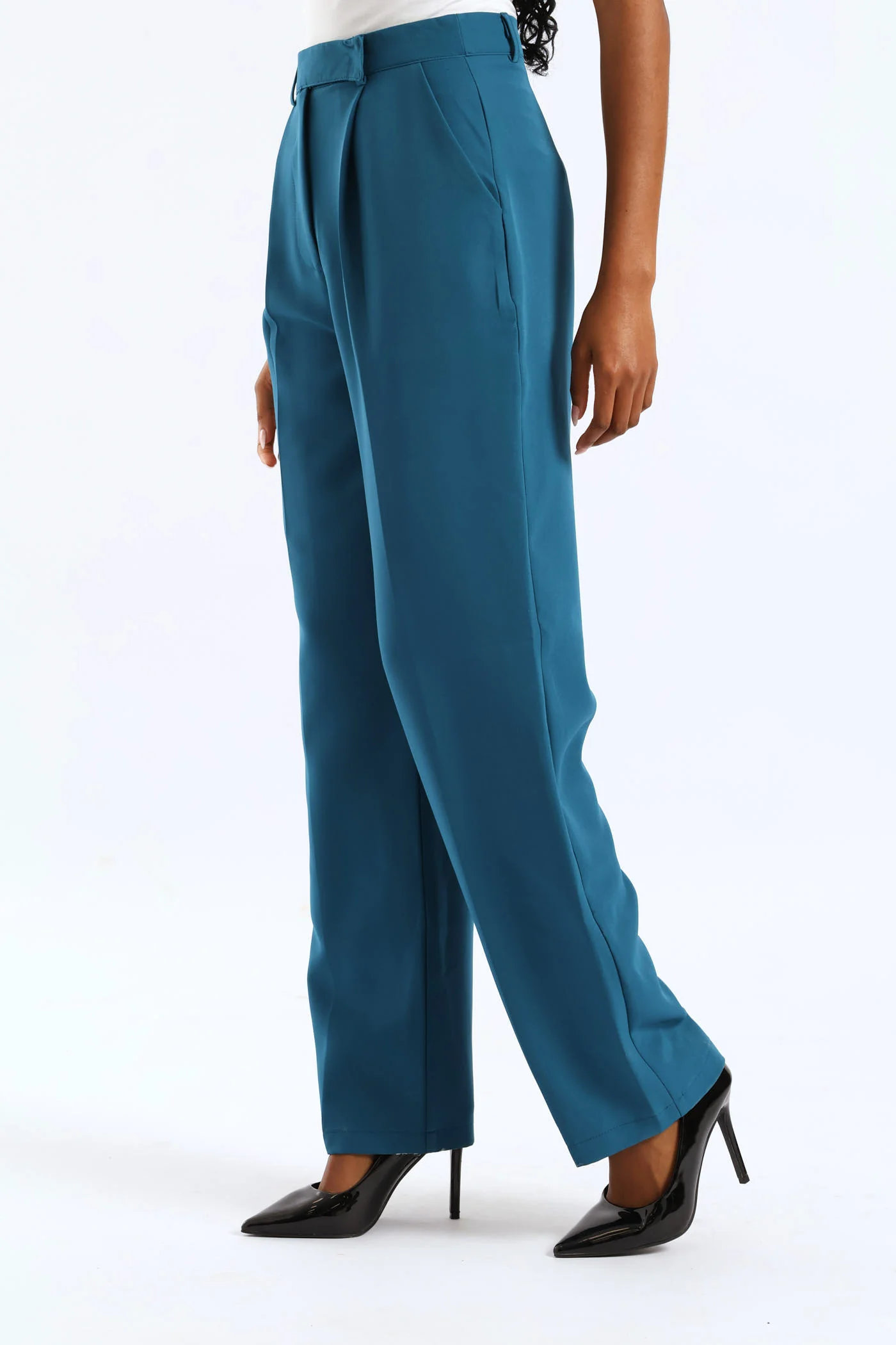 Extended Tab Wide Leg Pant - Teal - Image 3