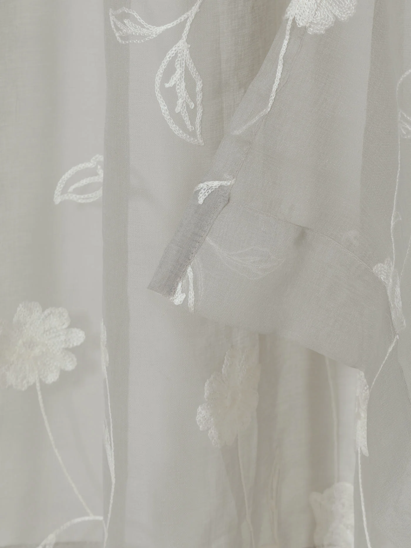 Eyelet Standard Length Sheer Blooming Curtain - Grey - Image 4