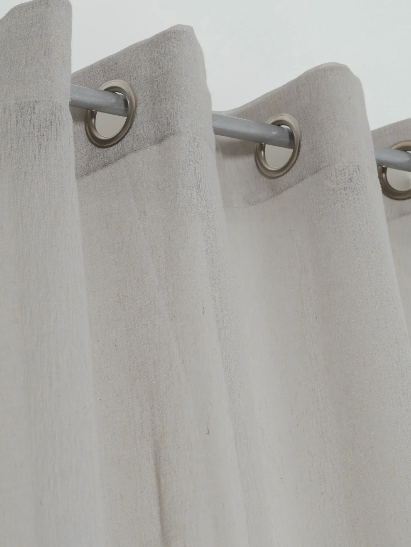 Eyelet Standard Length Sheer Textured Curtain - Grey - Image 2