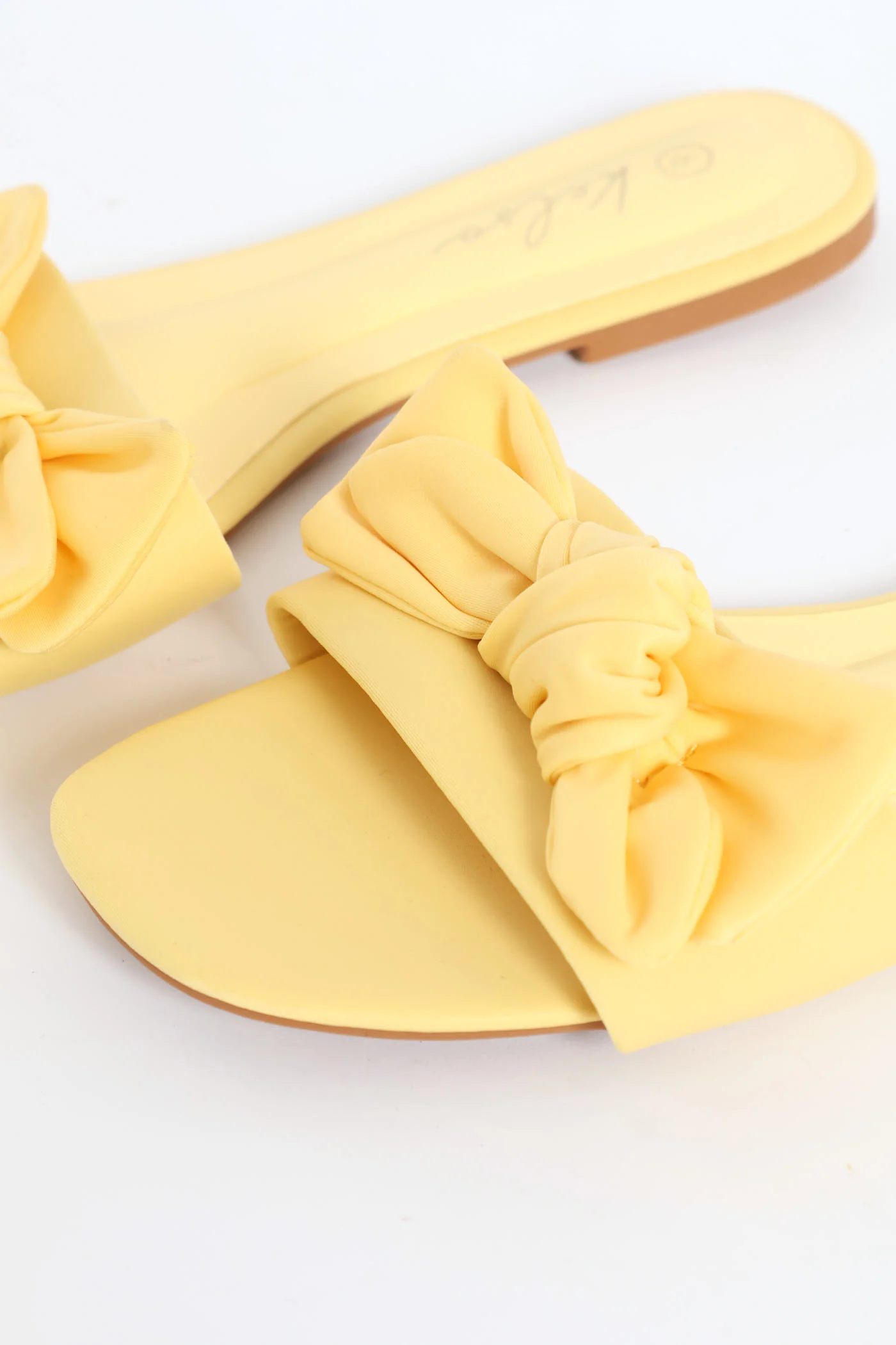 Fabric Bow Eva Mule Sandal - Lemon - Image 2