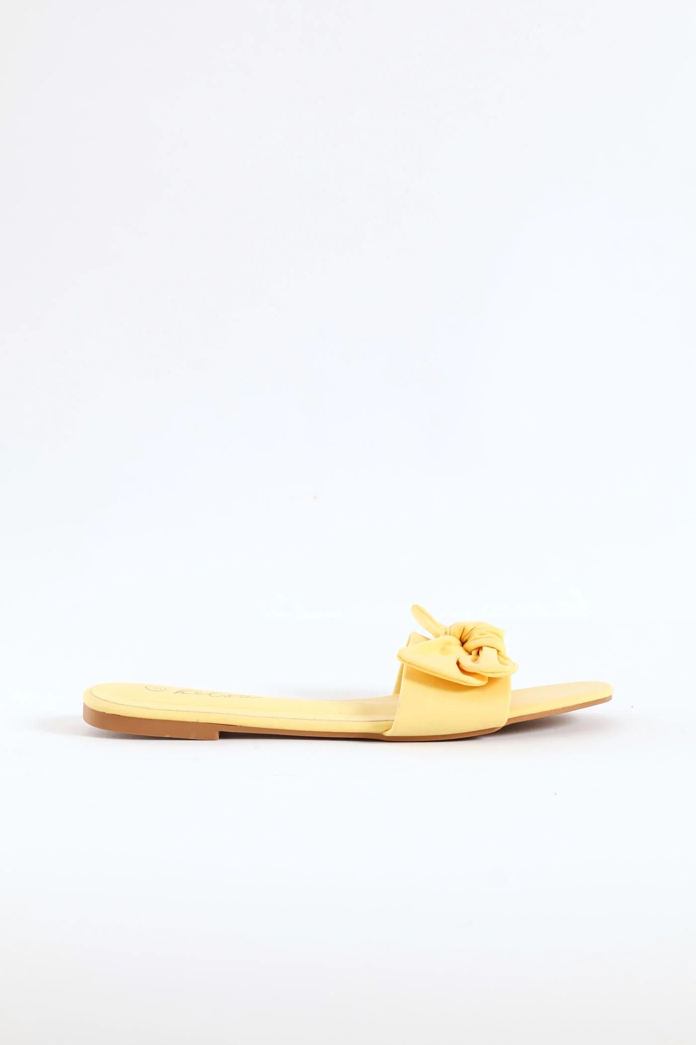Fabric Bow Eva Mule Sandal - Lemon - Image 4