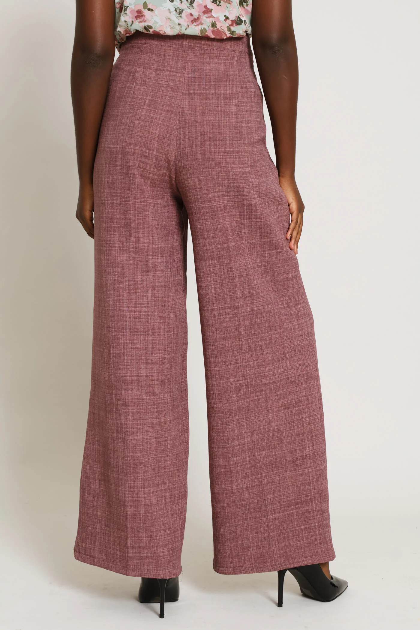 Fancy Button Linen Blend Straight Leg Pant - Mauve - Image 6