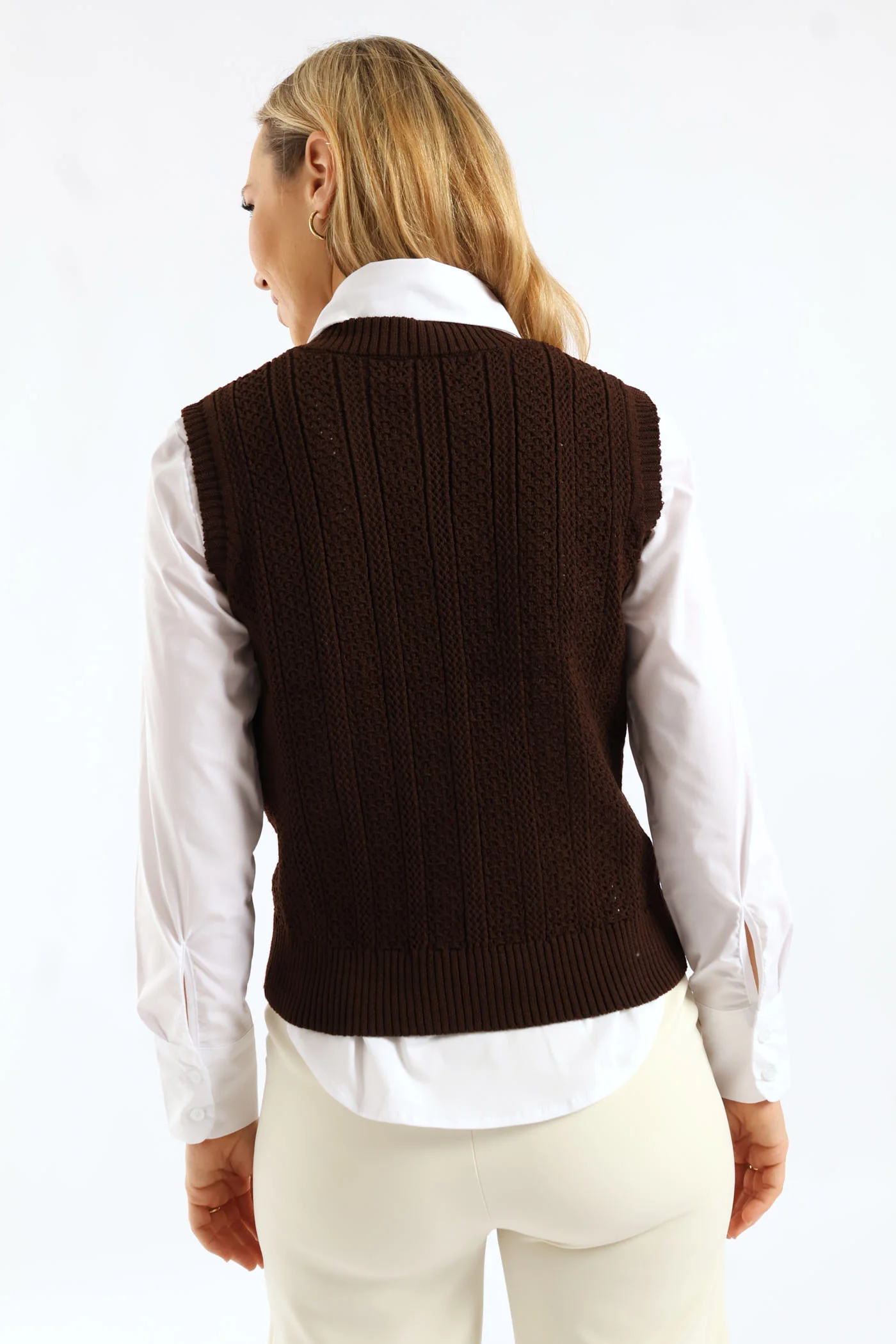 Fancy Button Through Vest - Chocolate - Image 6