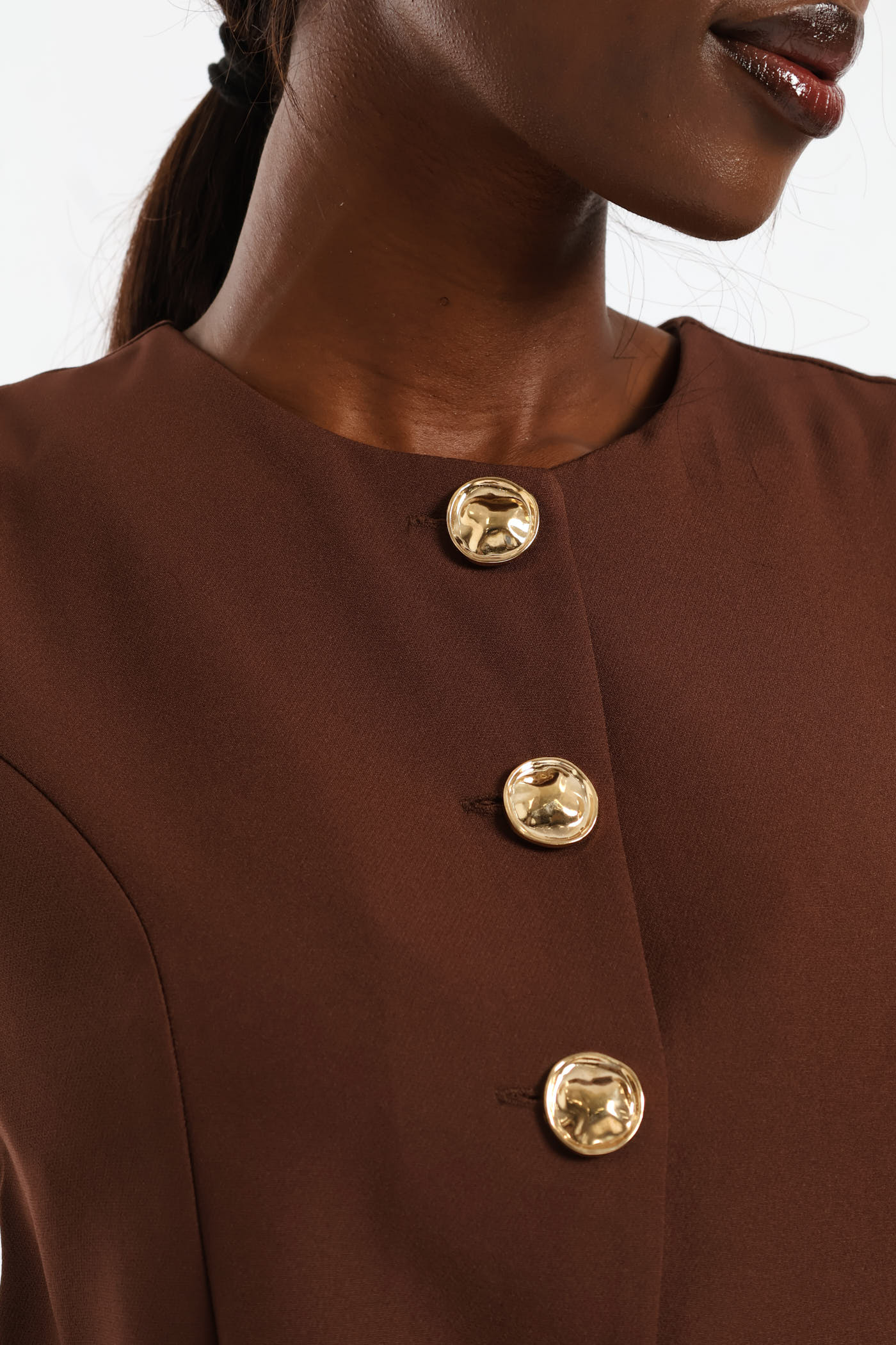 Fancy Button Waistcoat - Chocolate - Image 2
