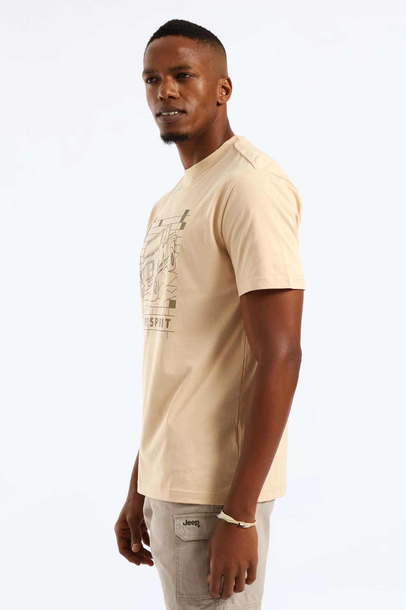 Fashion Car Graphic Tee - Khaki - Image 4