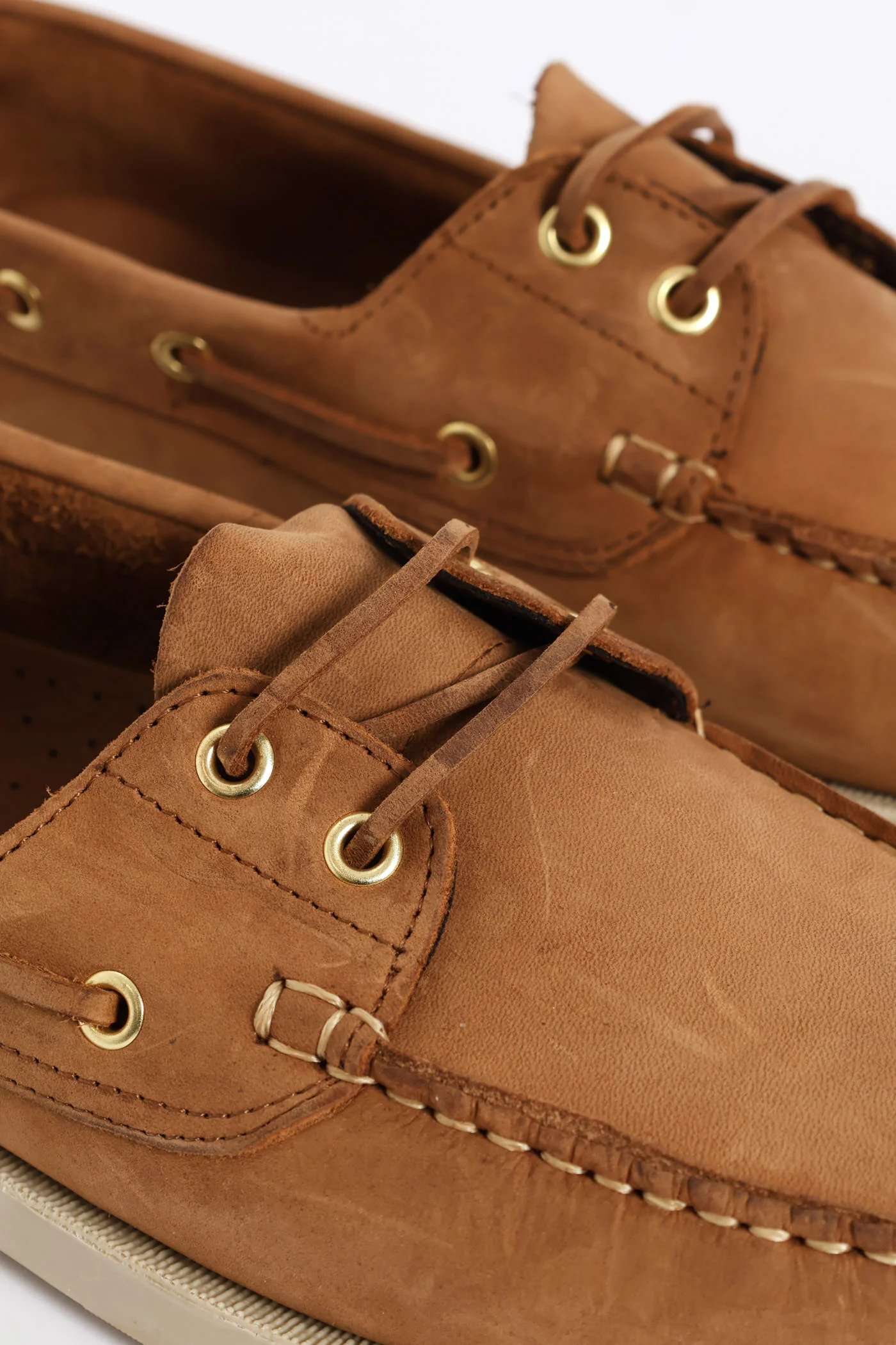 Fashion Lace Up Nubuck Docksider - Tan - Image 2