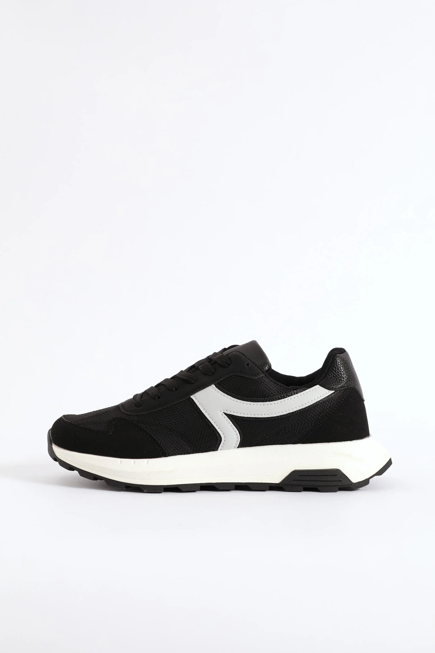 Fashion Retro Lace Up Trainer - Black/Grey - Image 3