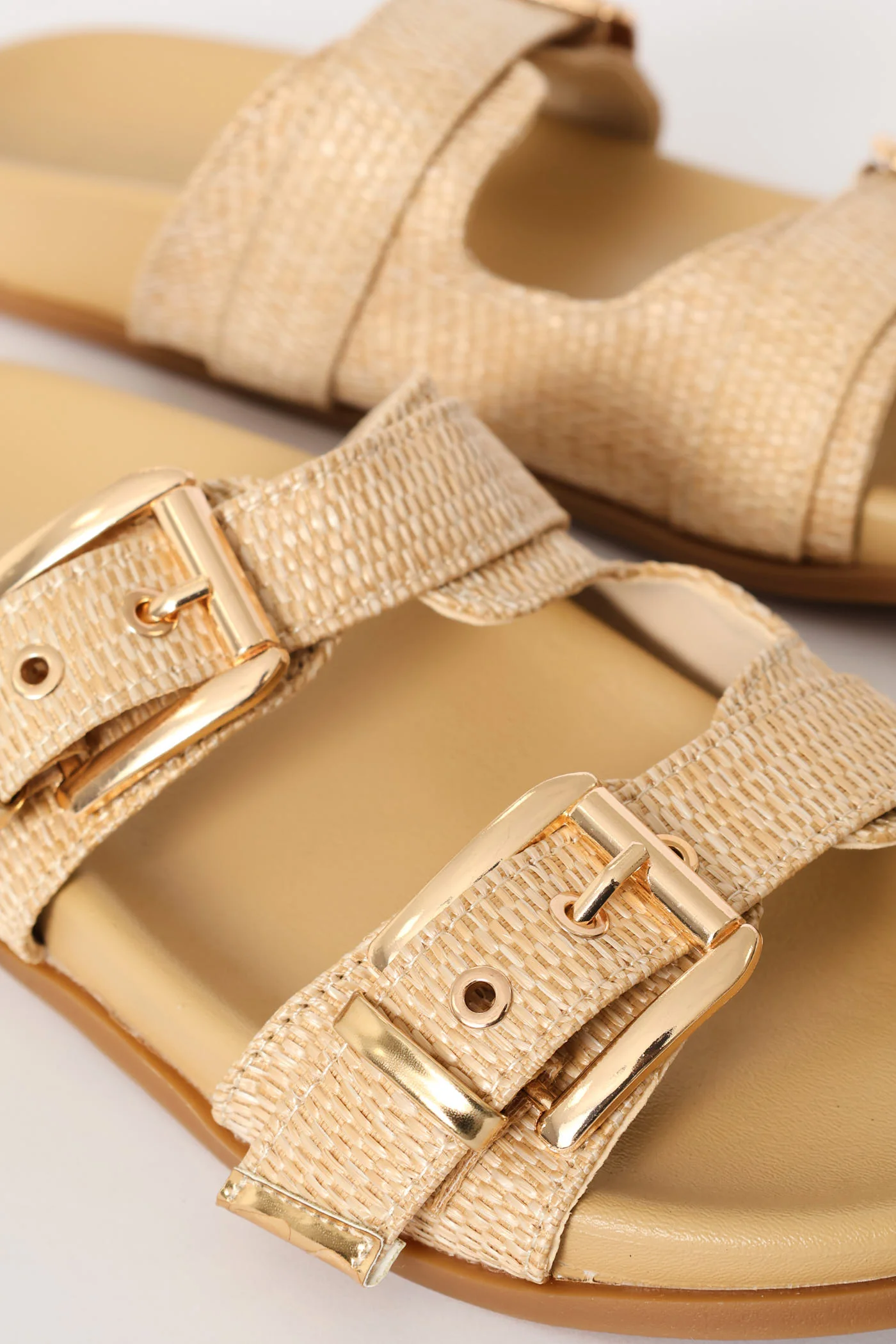 Fashion Slide With Square Buckle Detail - Natural - Image 2