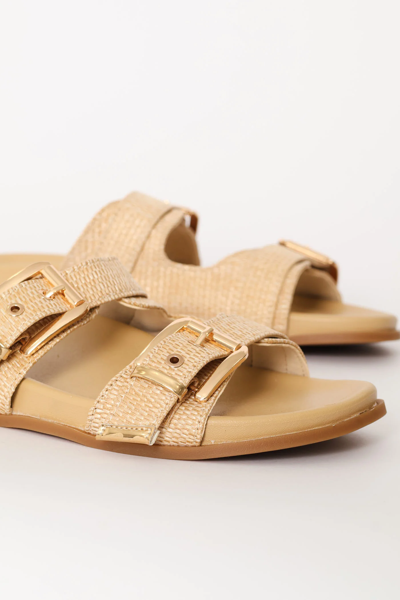 Fashion Slide With Square Buckle Detail - Natural - Image 3