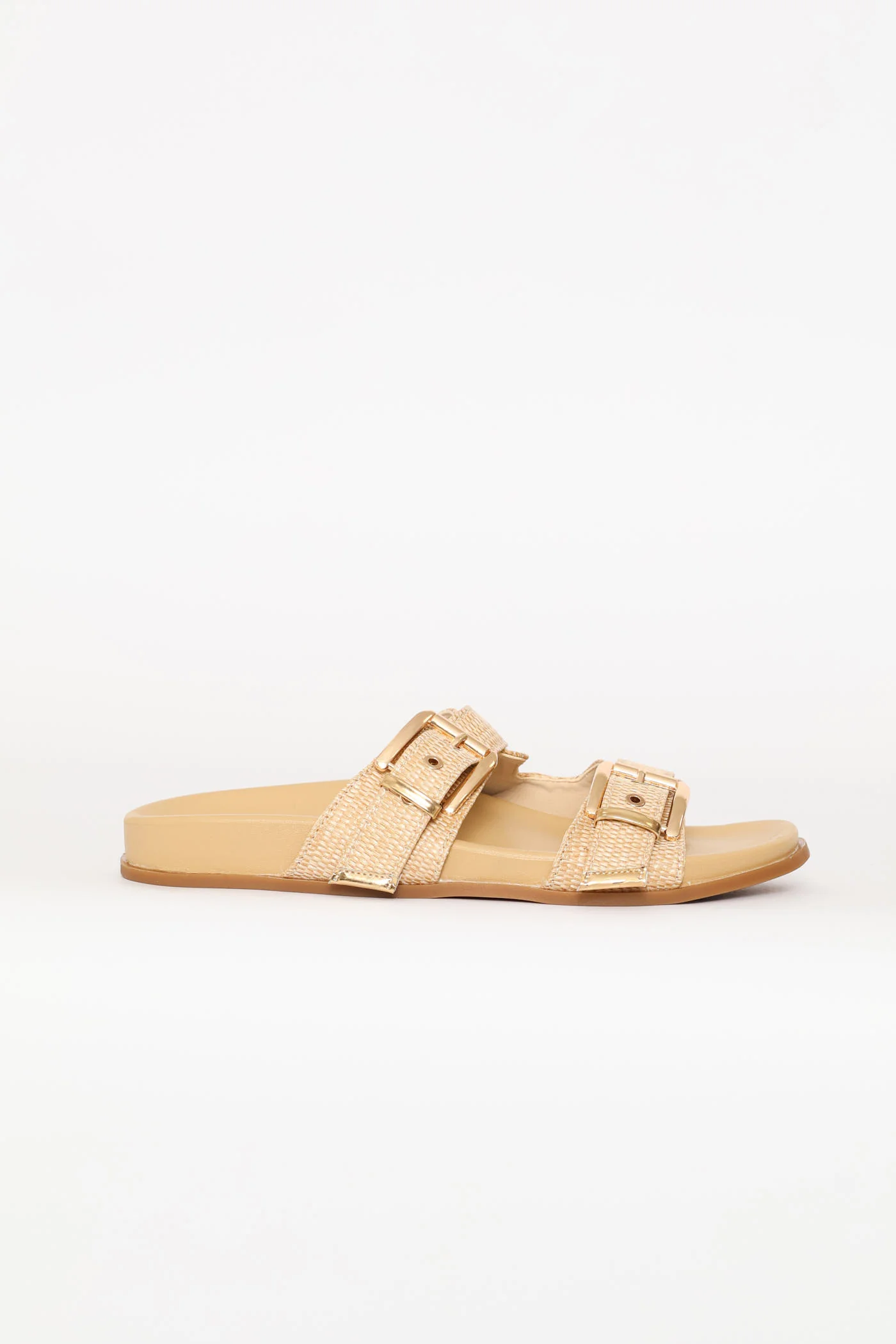 Fashion Slide With Square Buckle Detail - Natural - Image 4