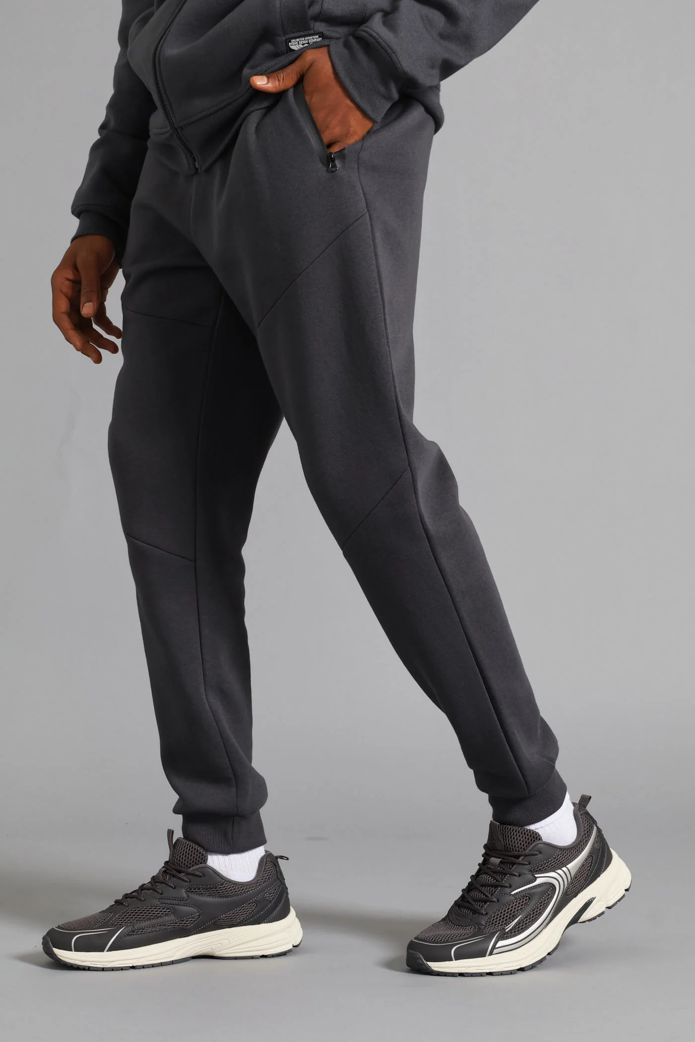 Fashion Zip Jogger - Charcoal - Image 5