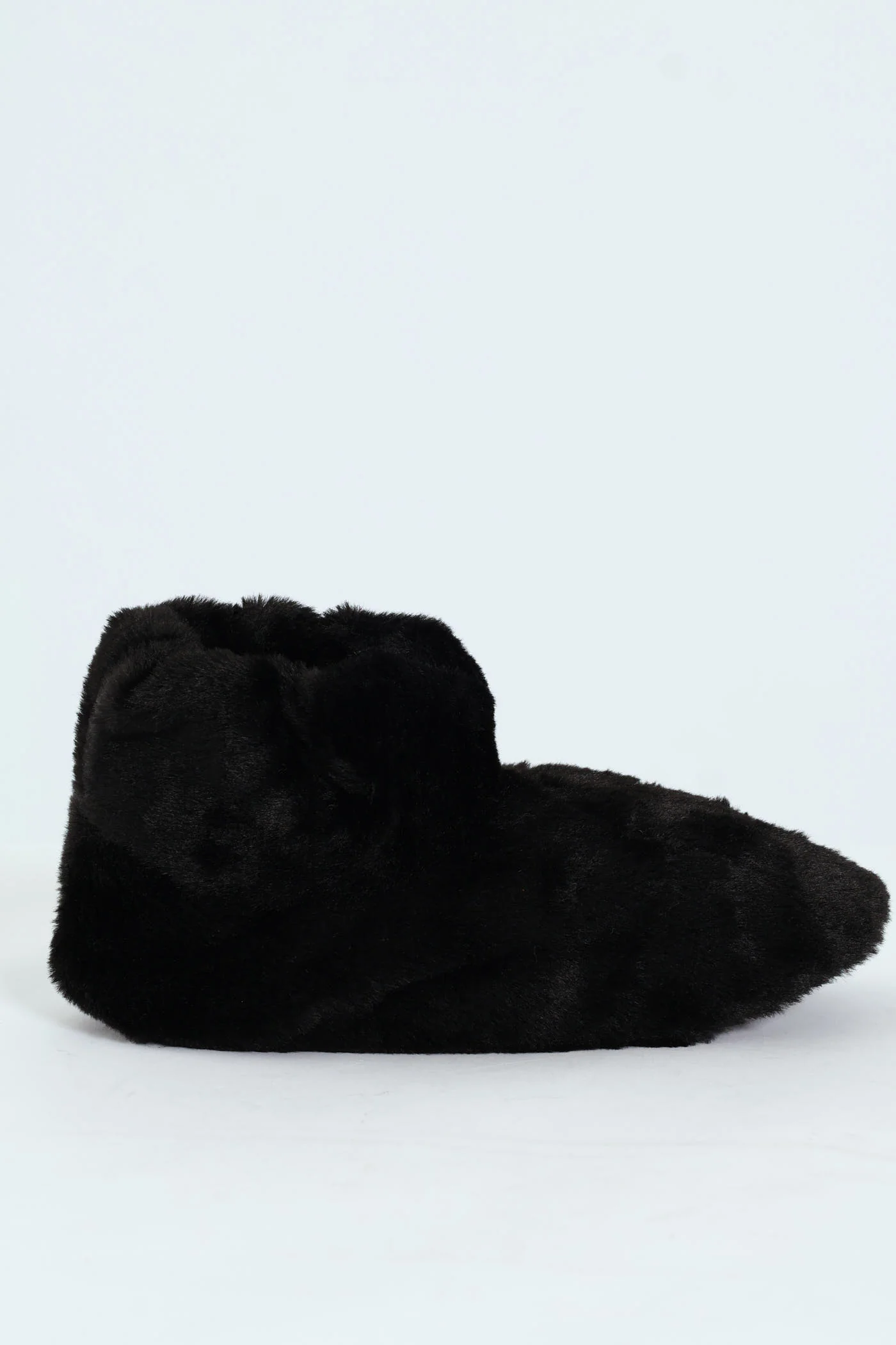 Faux Fur Bootie Sock - Black - Image 3