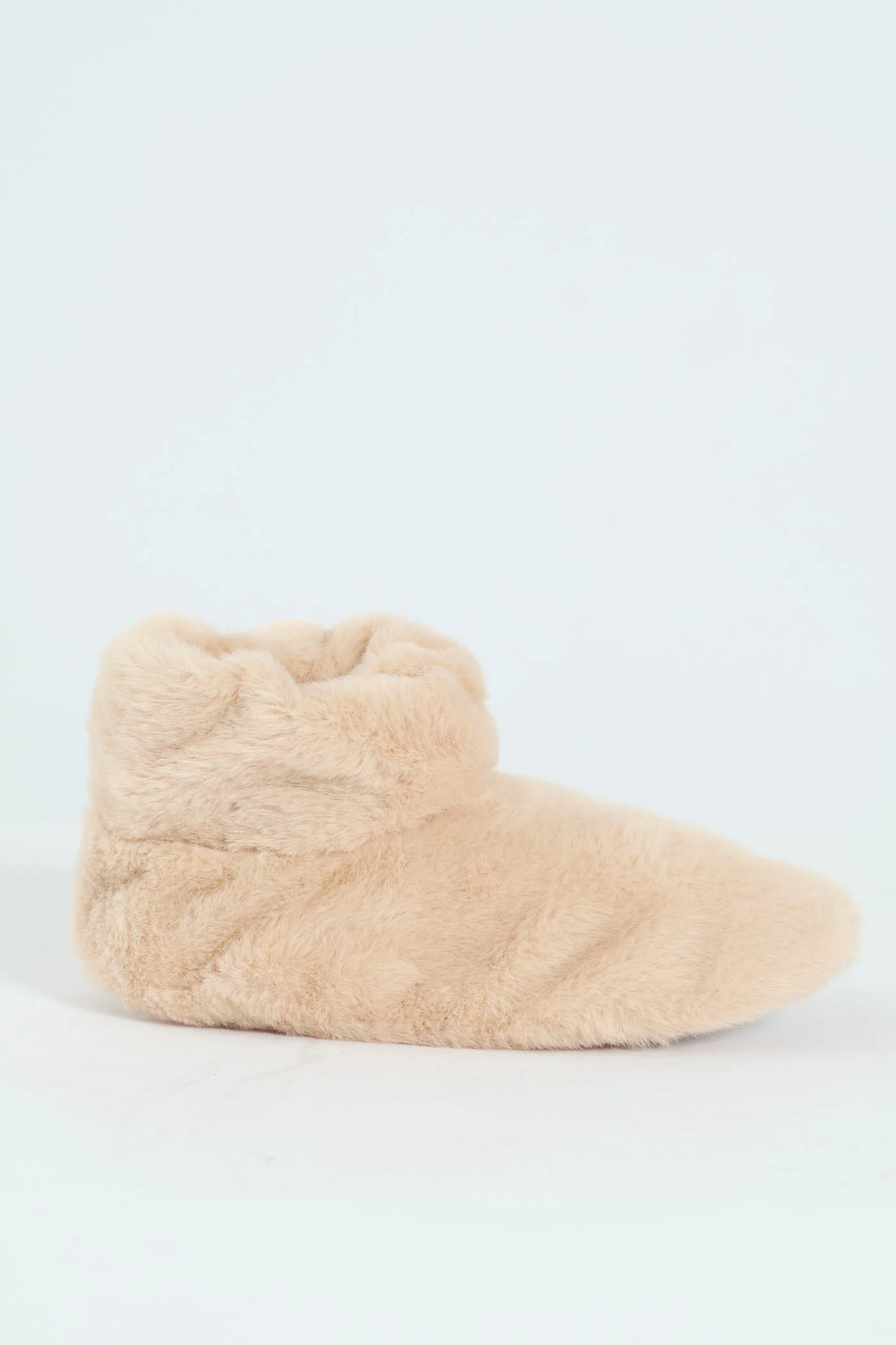 Faux Fur Bootie Sock - Light Brown - Image 4