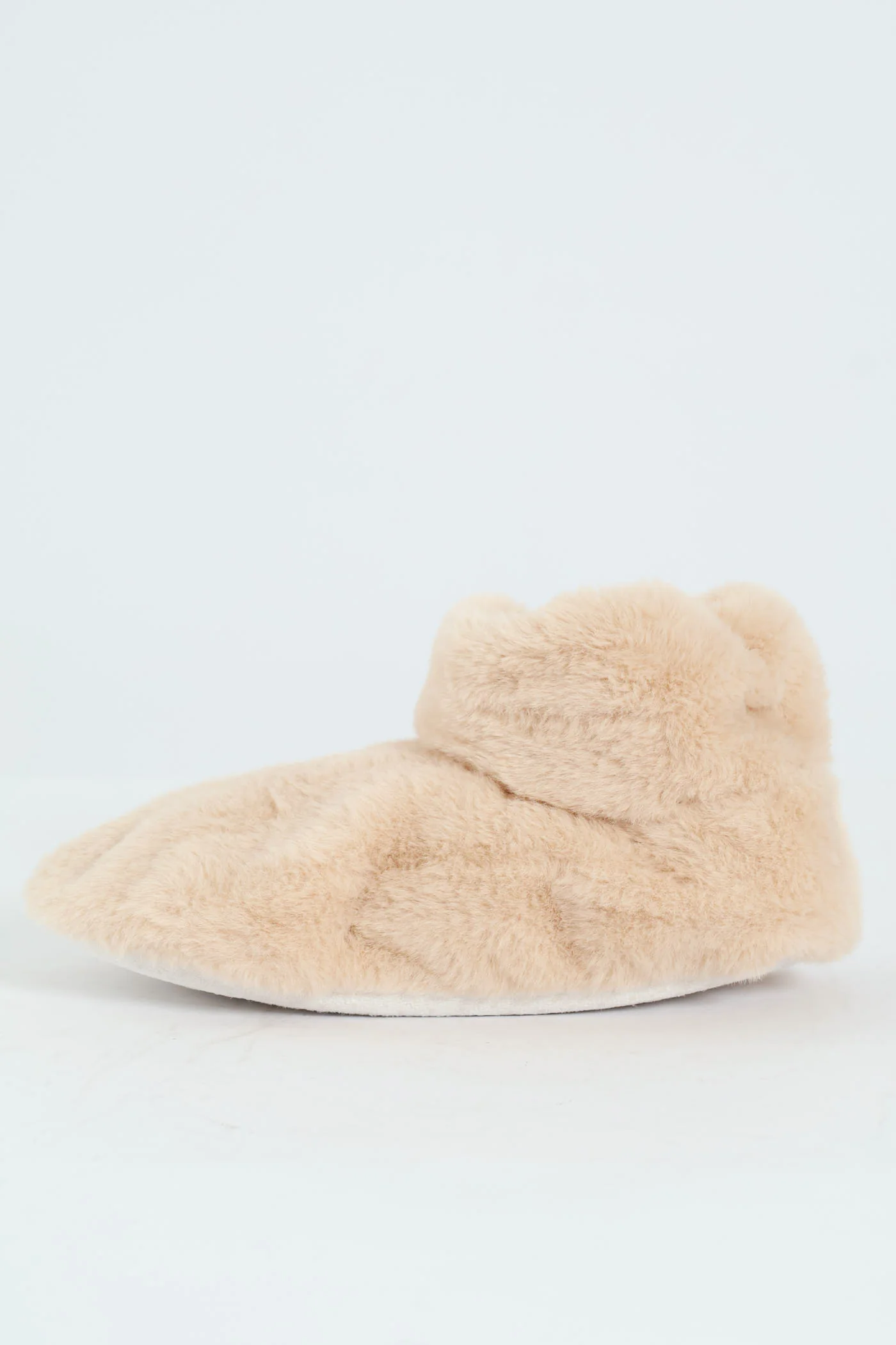 Faux Fur Bootie Sock - Light Brown - Image 5