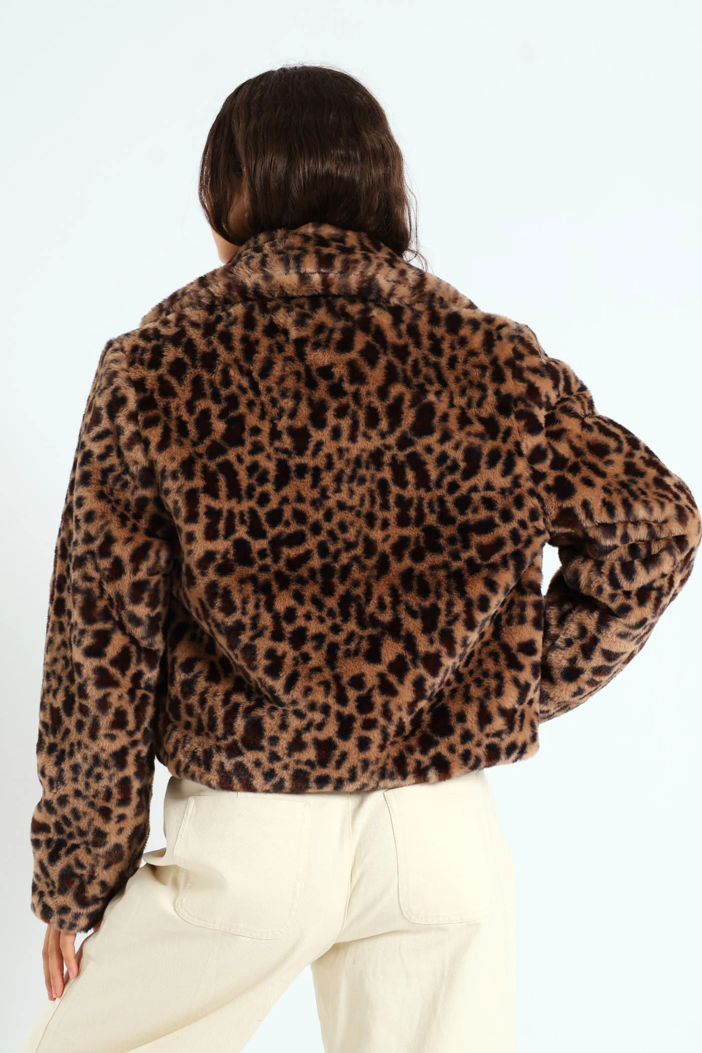Faux Fur Jacket - Brown - Image 3